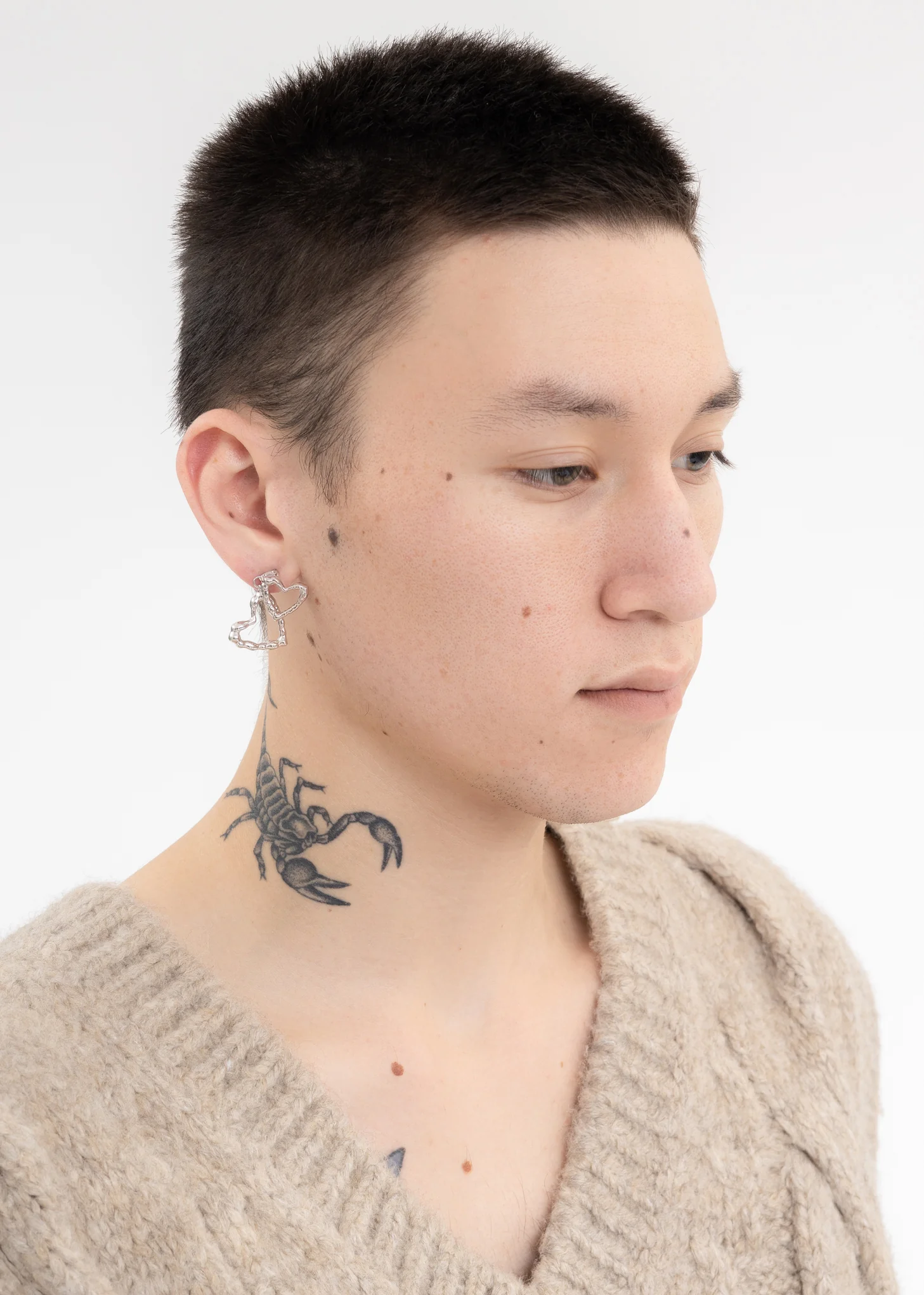 Silver Double Heart Earring - Single - Image 3