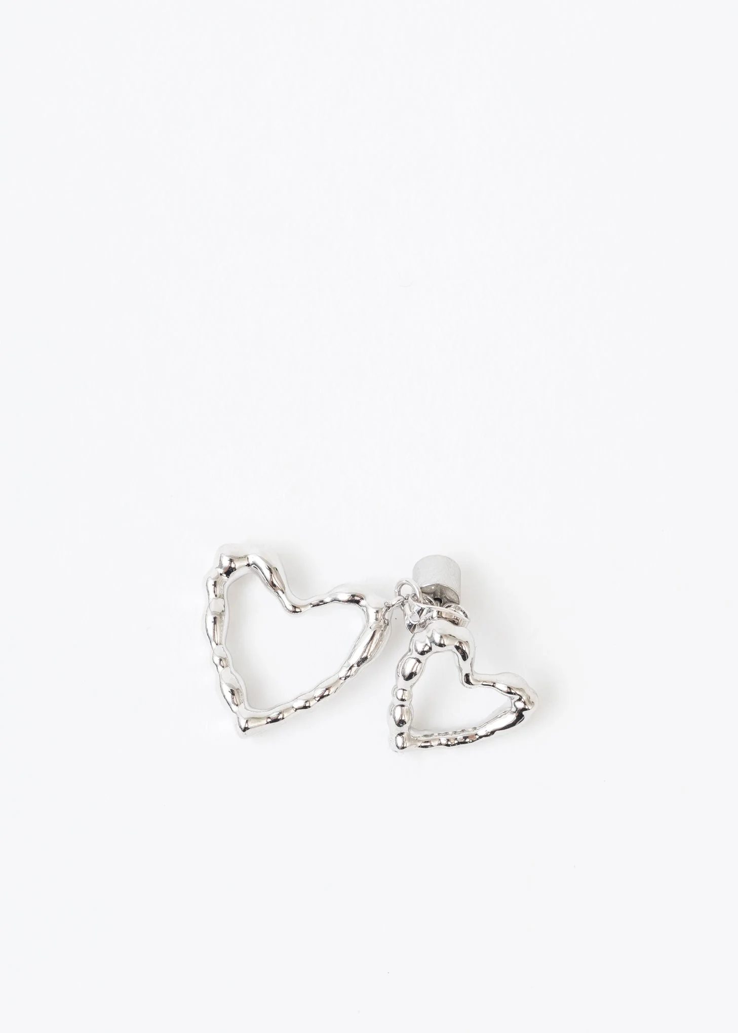 Silver Double Heart Earring - Single - Image 4