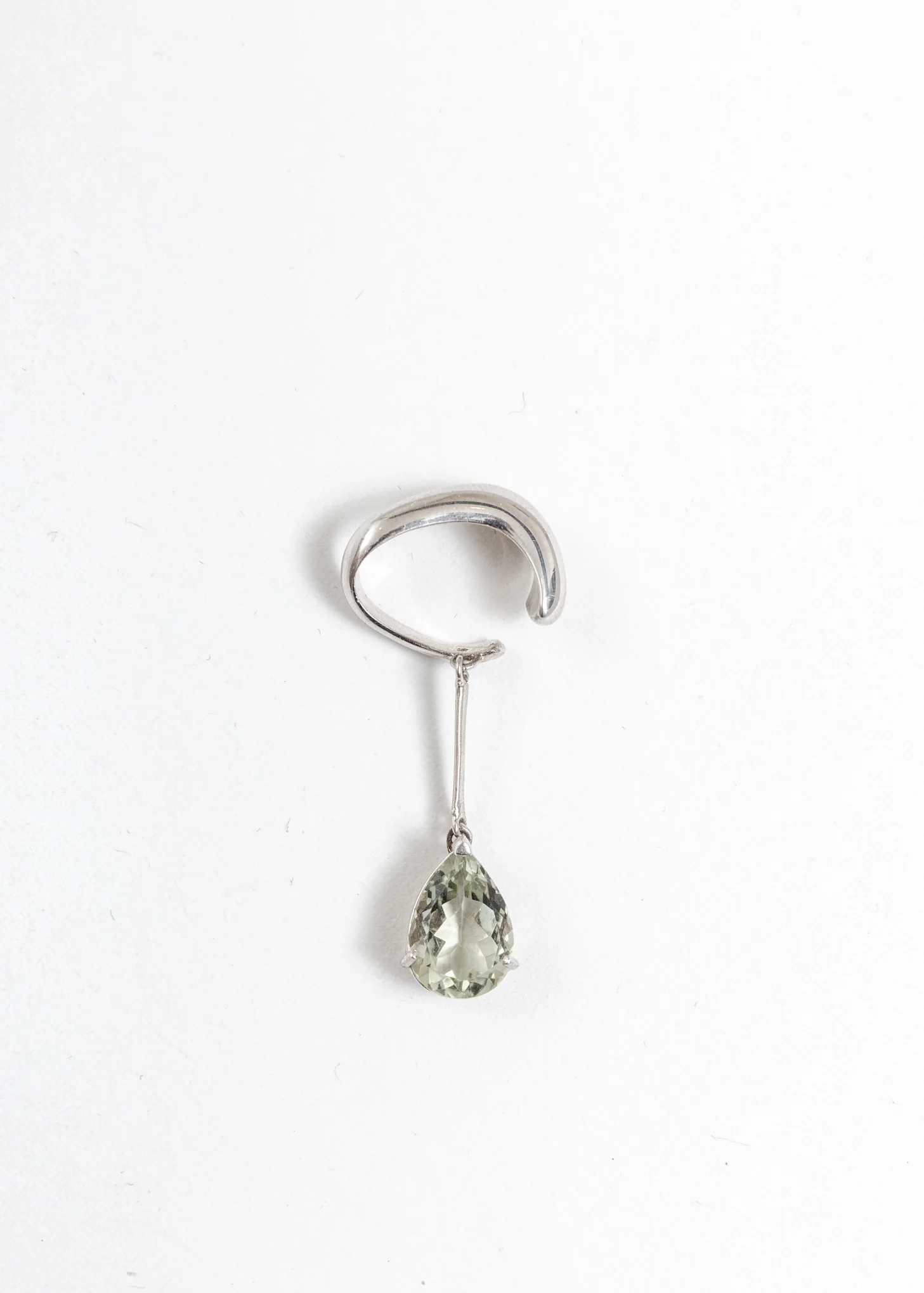 Silver Drop Green Amethyst Ear Cuff
