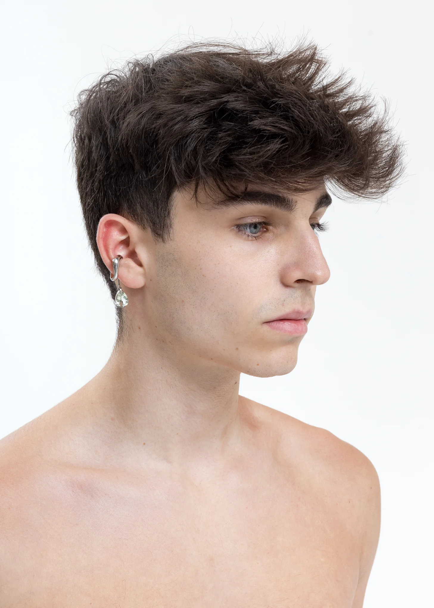 Silver Drop Green Amethyst Ear Cuff - Image 3
