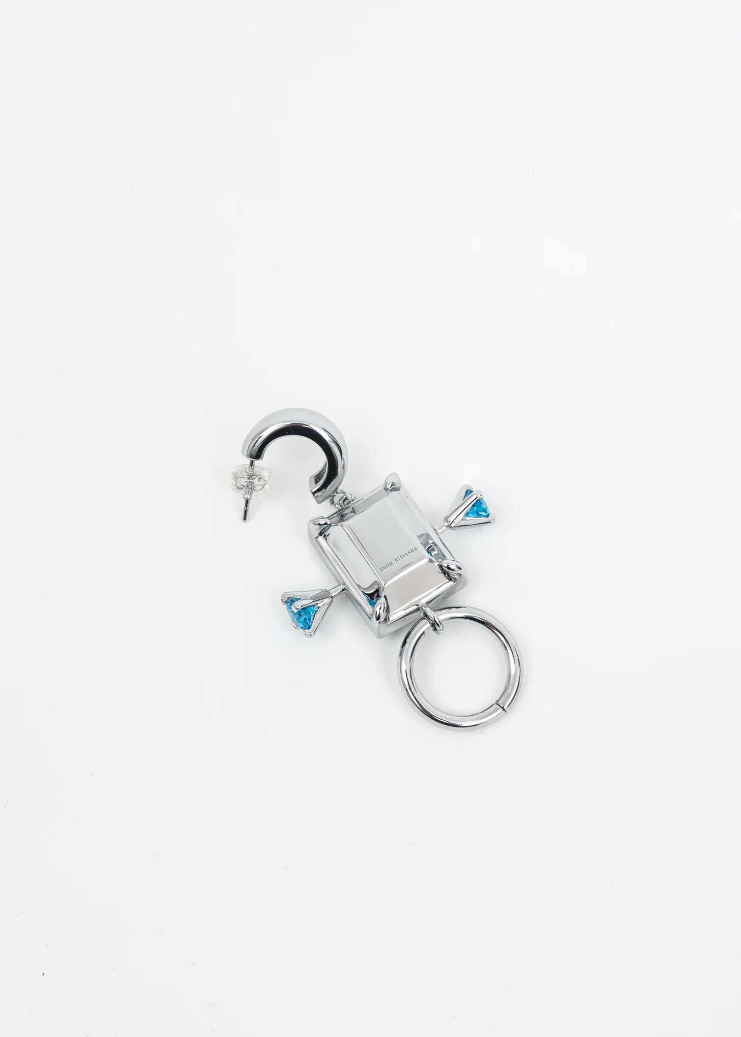 Silver Fake DIAMOND And Blue Stone Earring