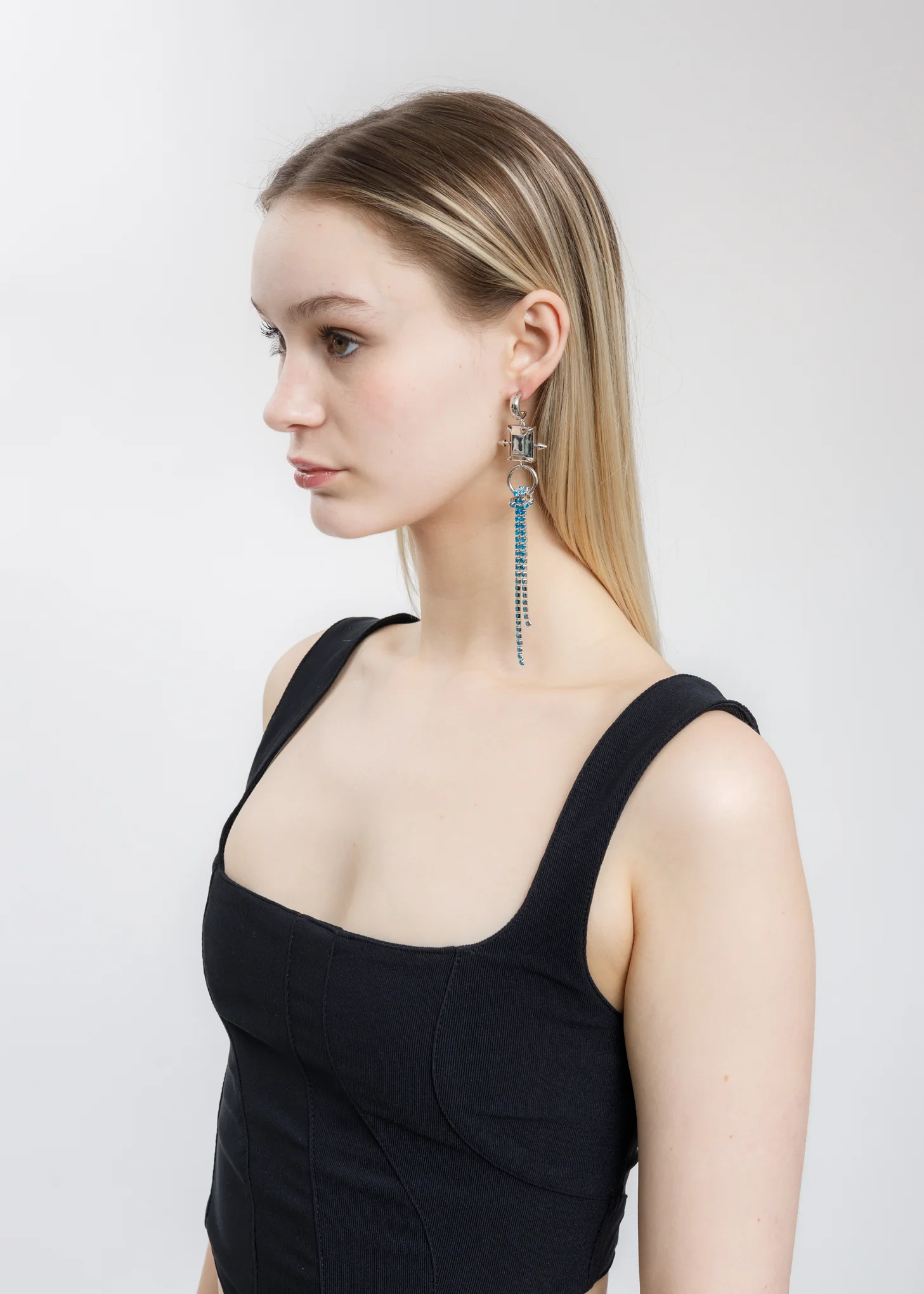 Silver Fake DIAMOND And Drop Earring - Image 2