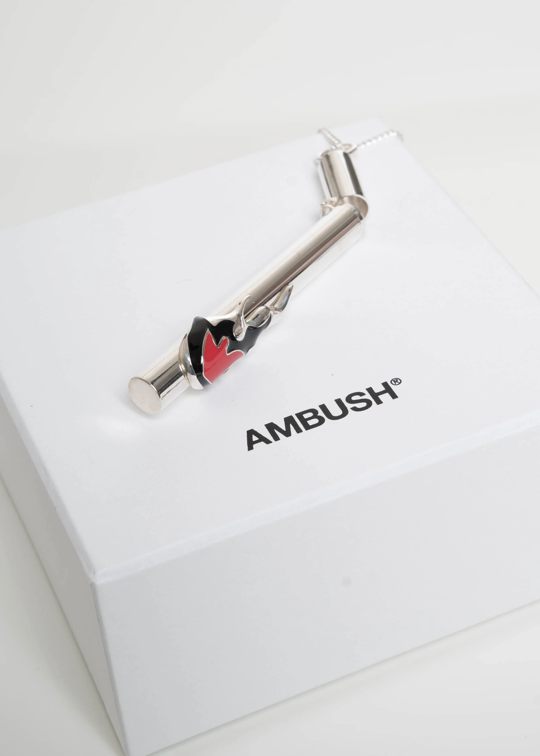 Silver Flame Cig Case Necklace