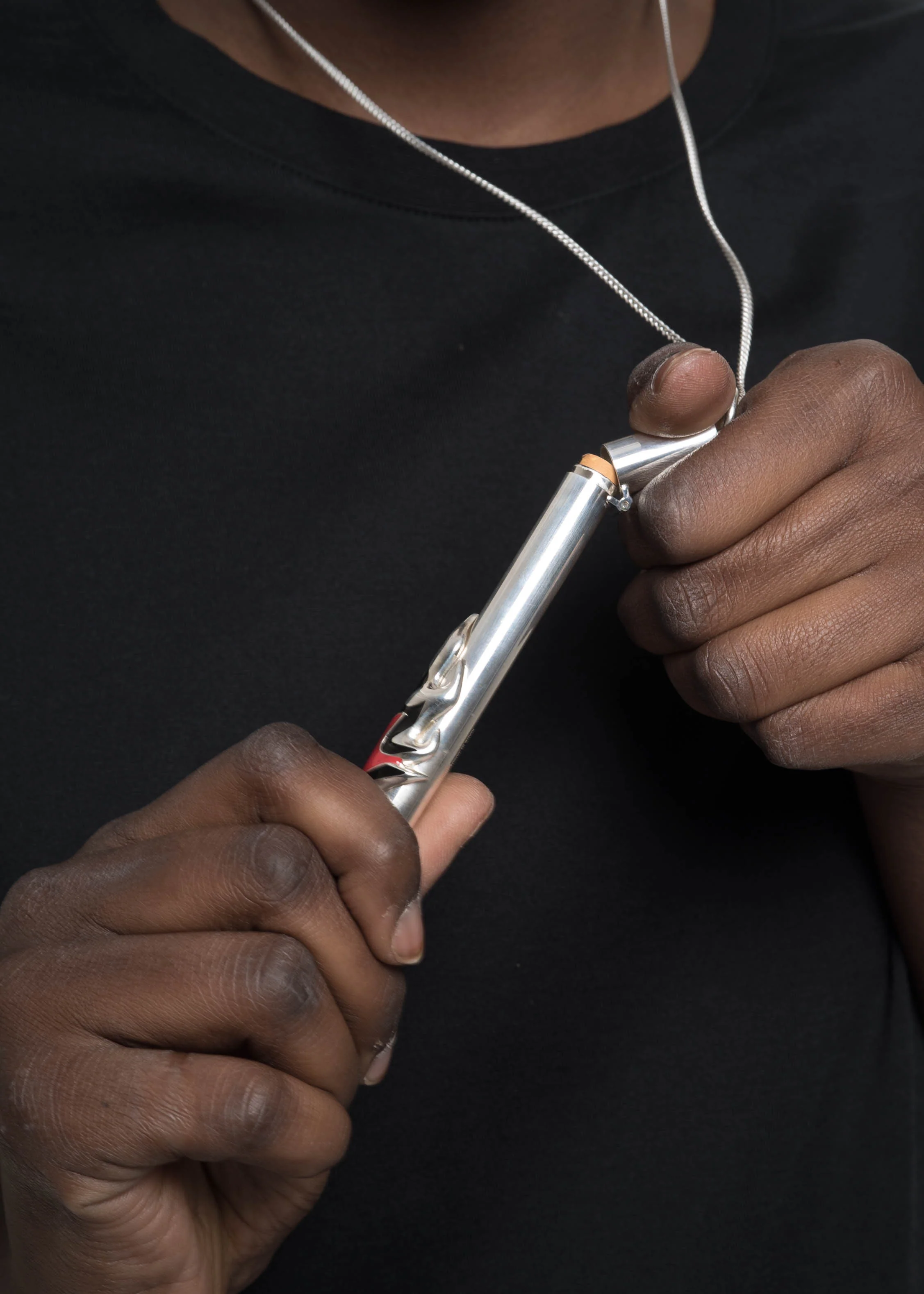 Silver Flame Cig Case Necklace - Image 3