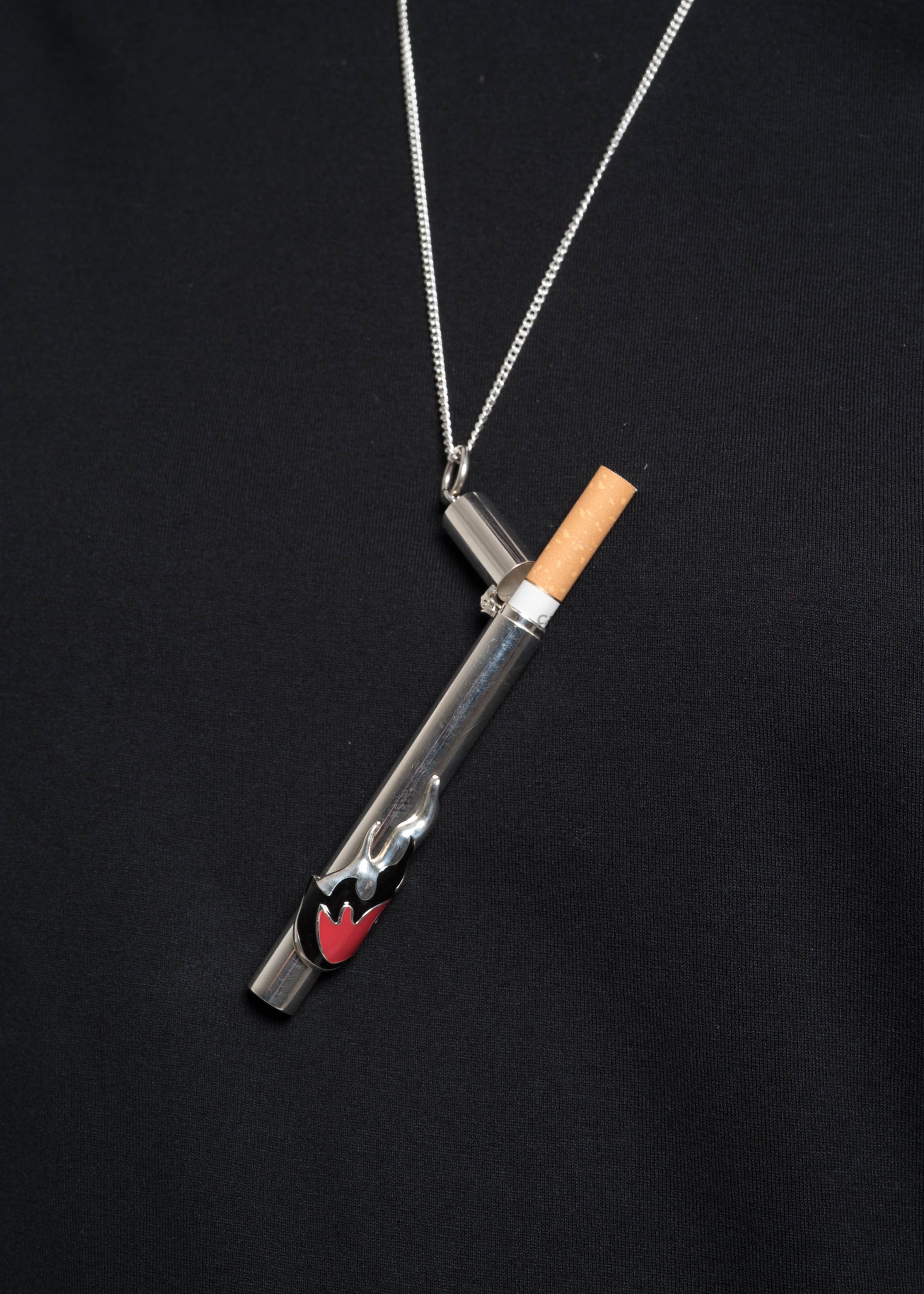Silver Flame Cig Case Necklace - Image 4