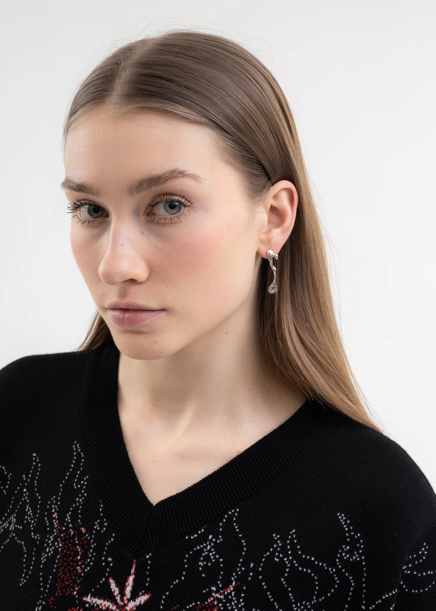 SILVER FLAME DROP EARRING - Image 2
