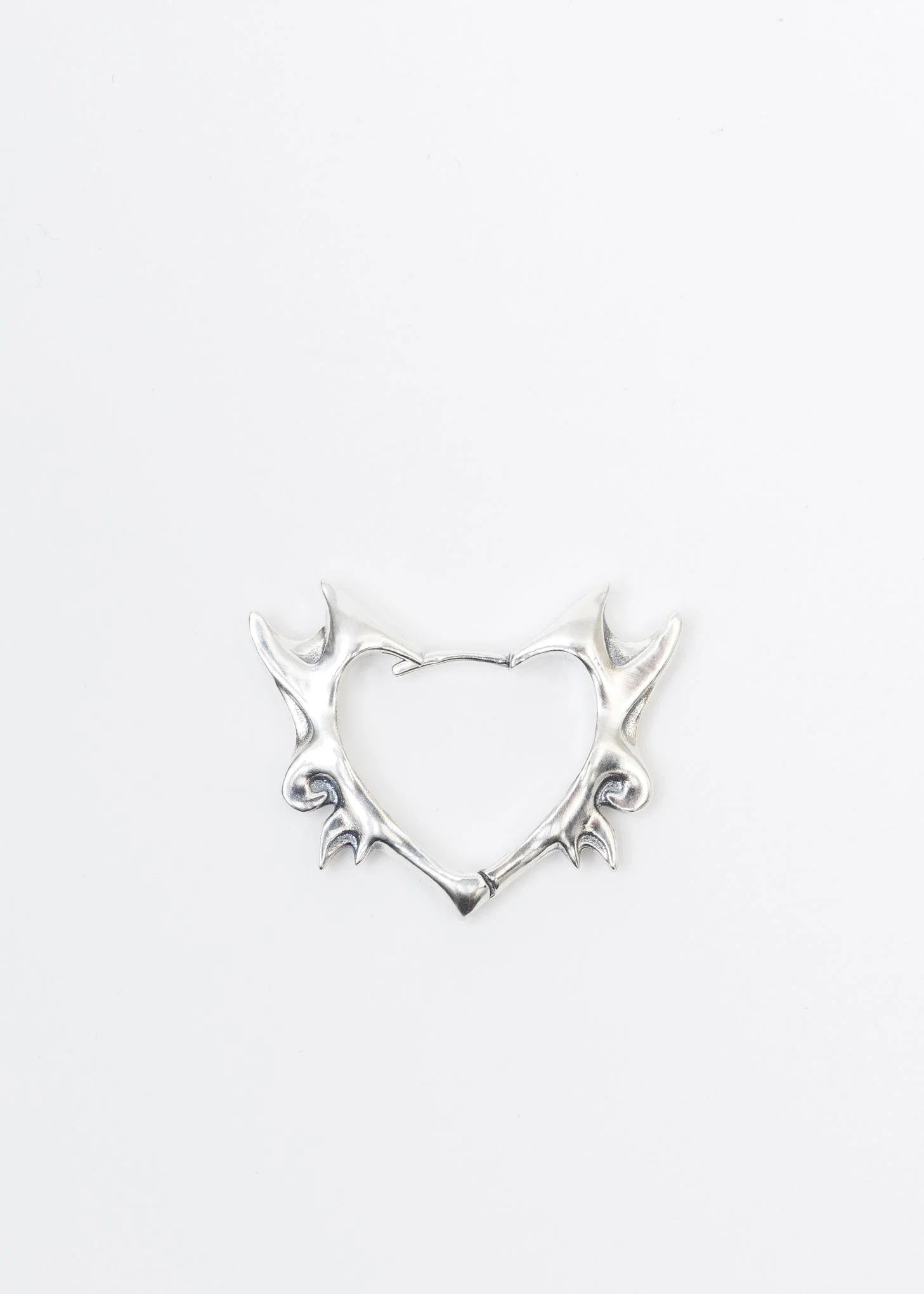 SILVER FLAME HEART EARRING