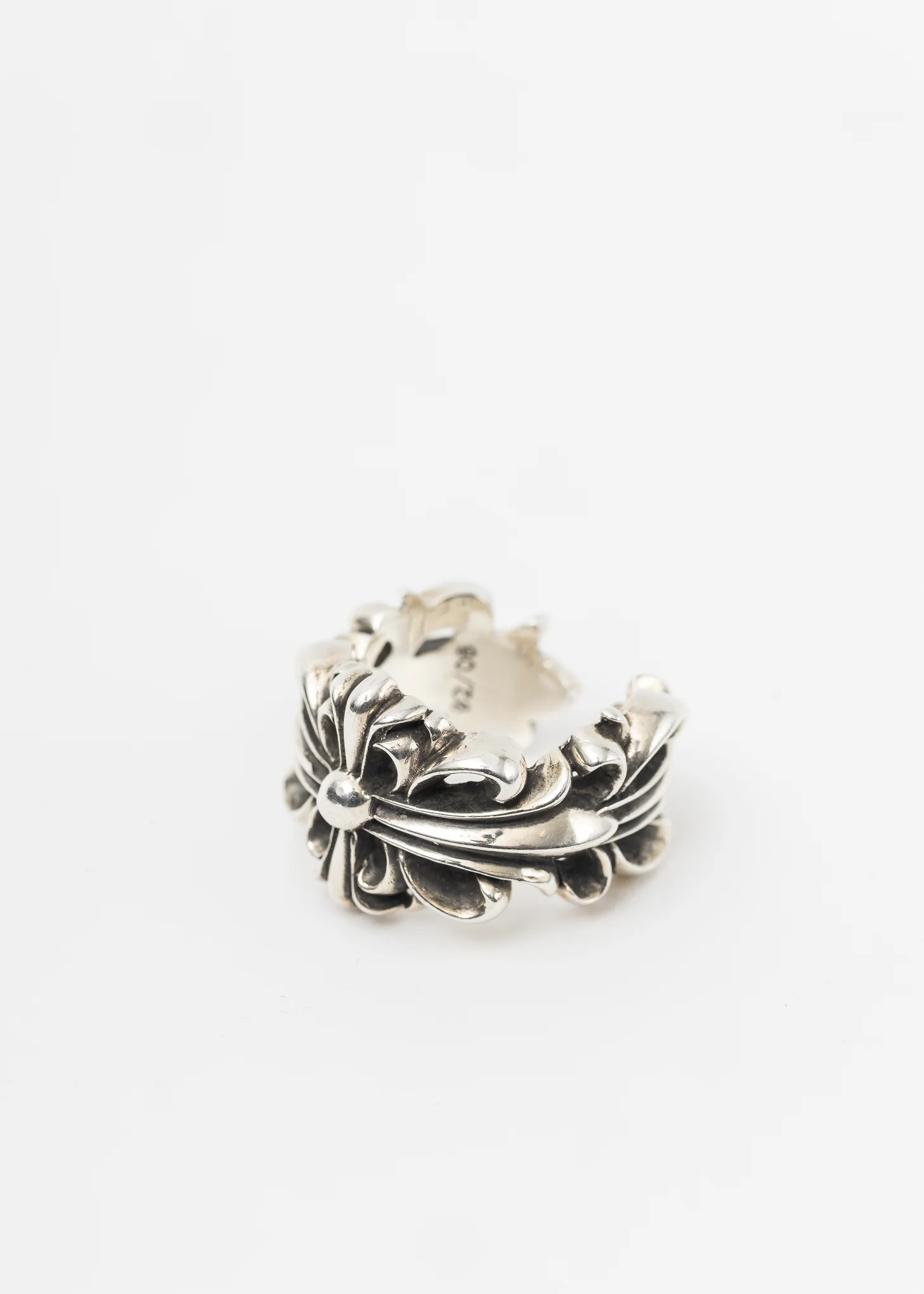 Silver Floral Cross Ring - Image 2