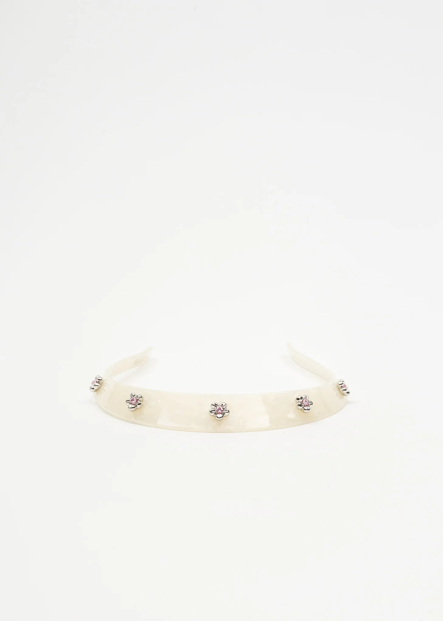 Silver Flowers With Pink Diamond Headband - Image 6