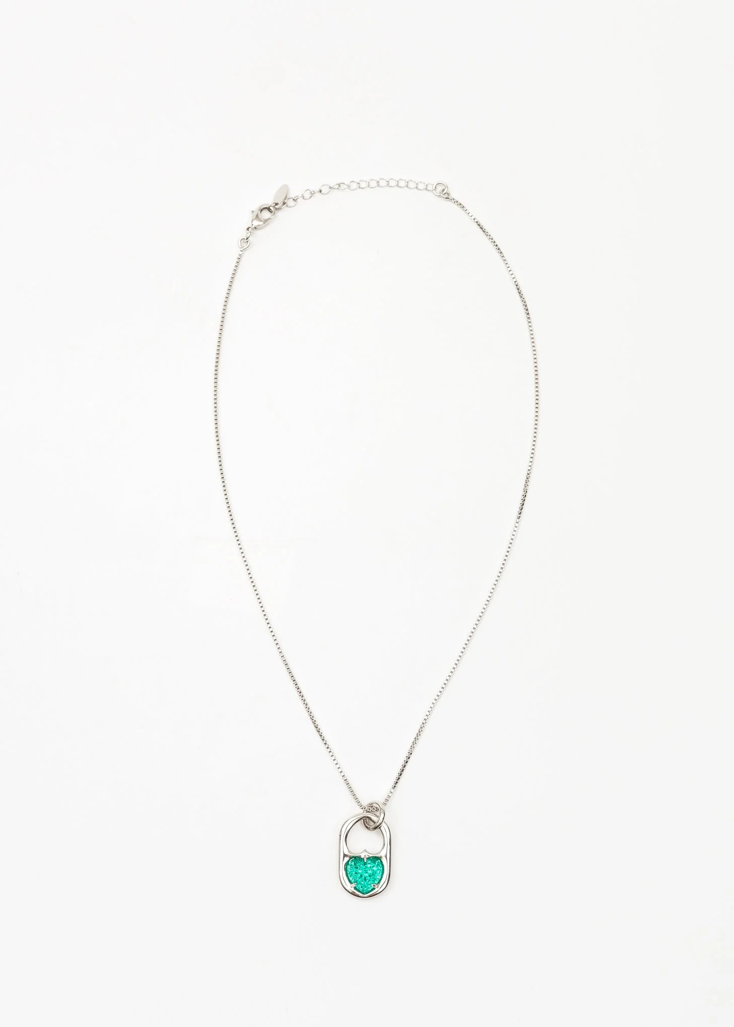 Silver Green Heart Necklace