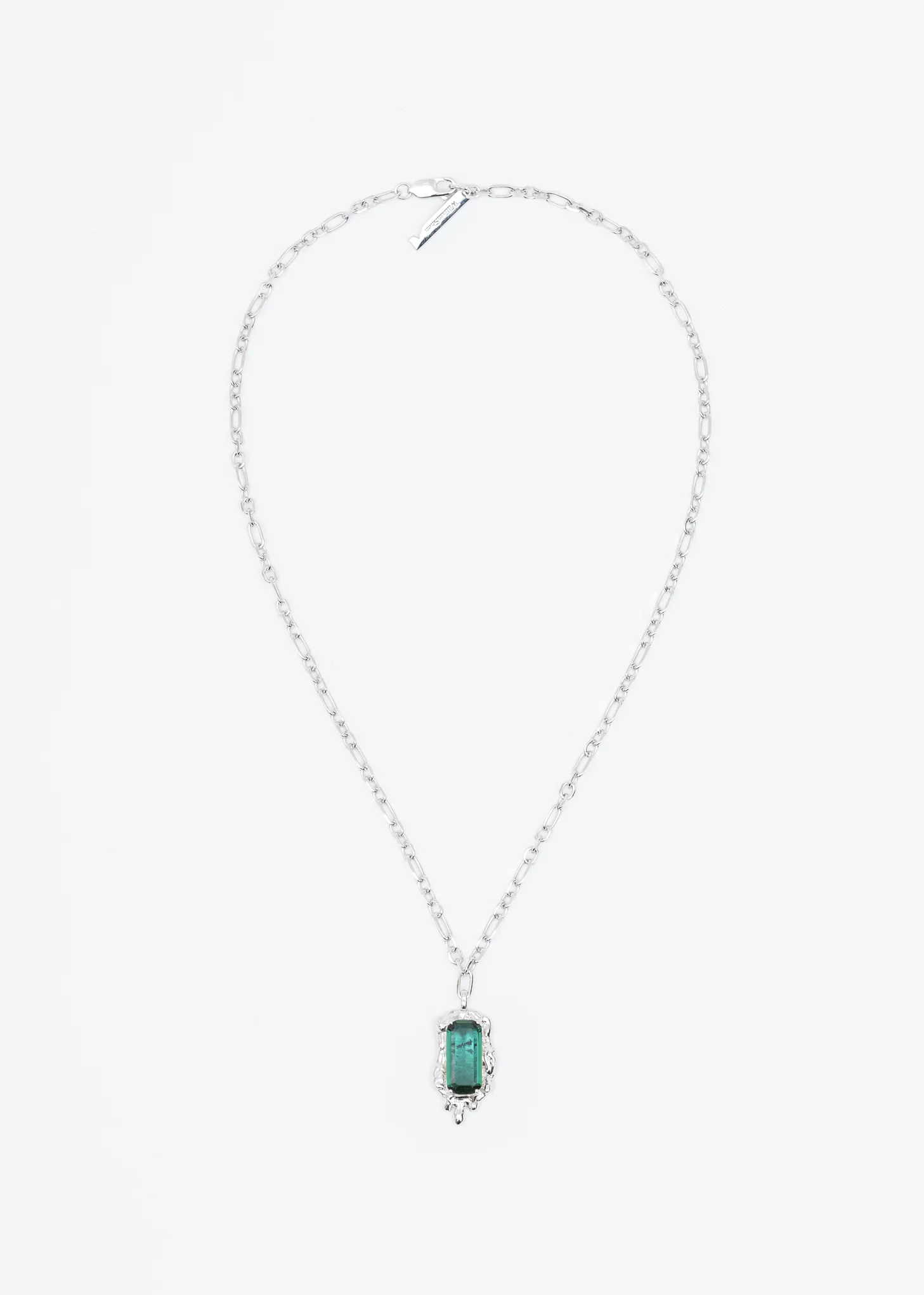 Silver Green Stone Necklace
