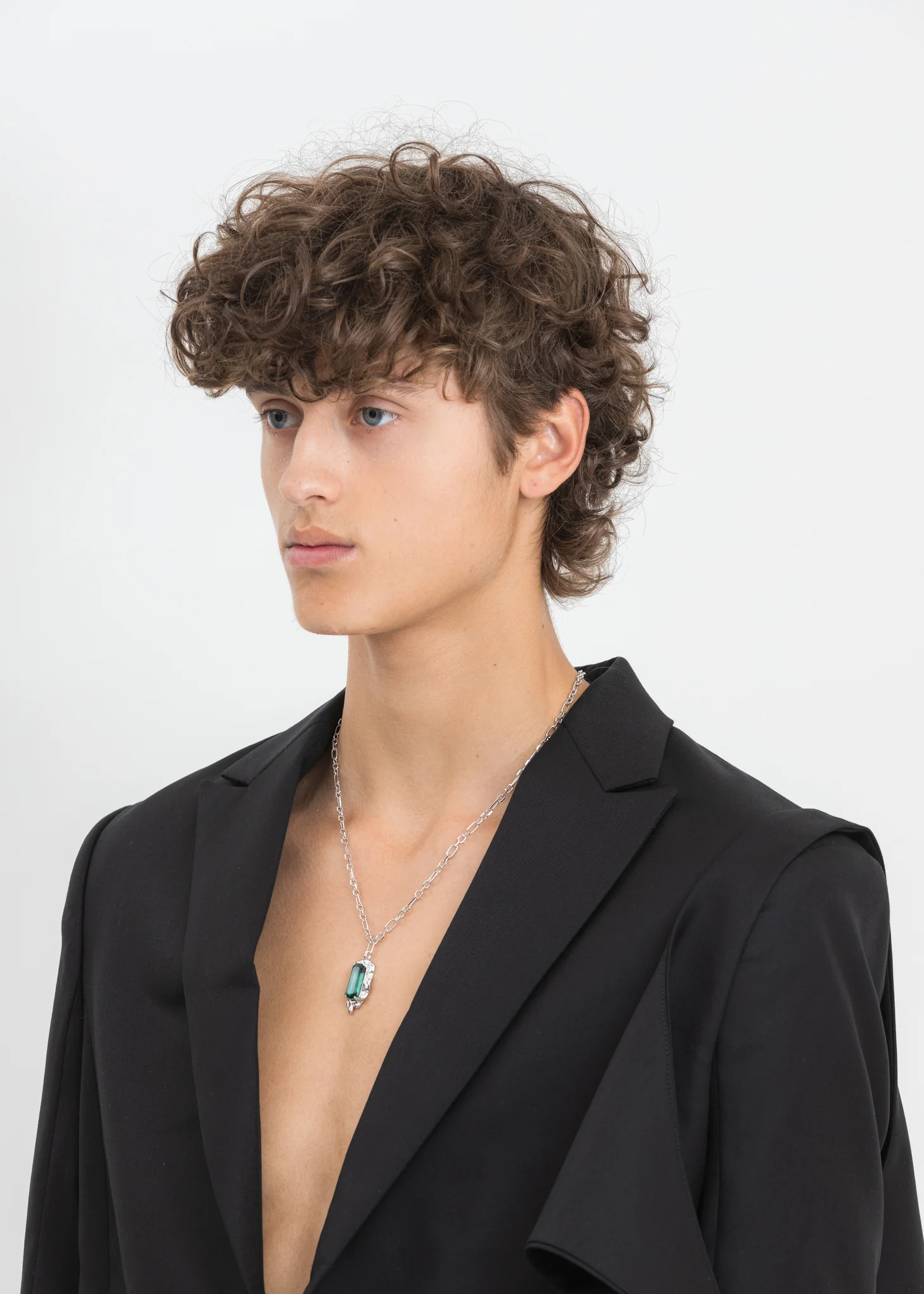 Silver Green Stone Necklace - Image 2