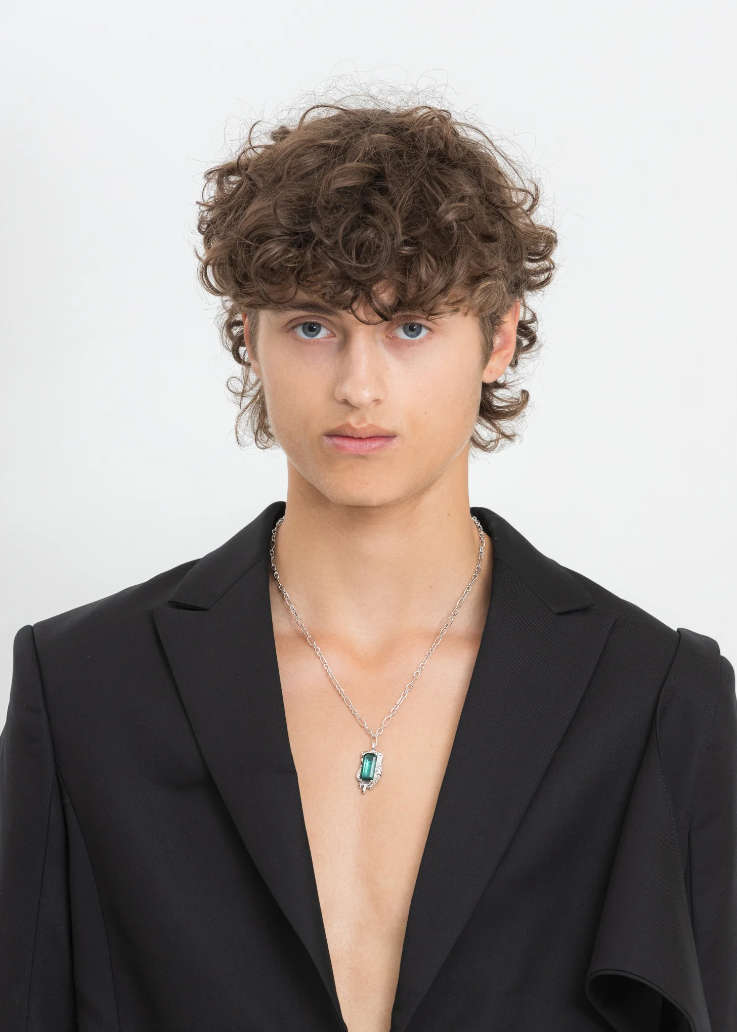 Silver Green Stone Necklace - Image 4
