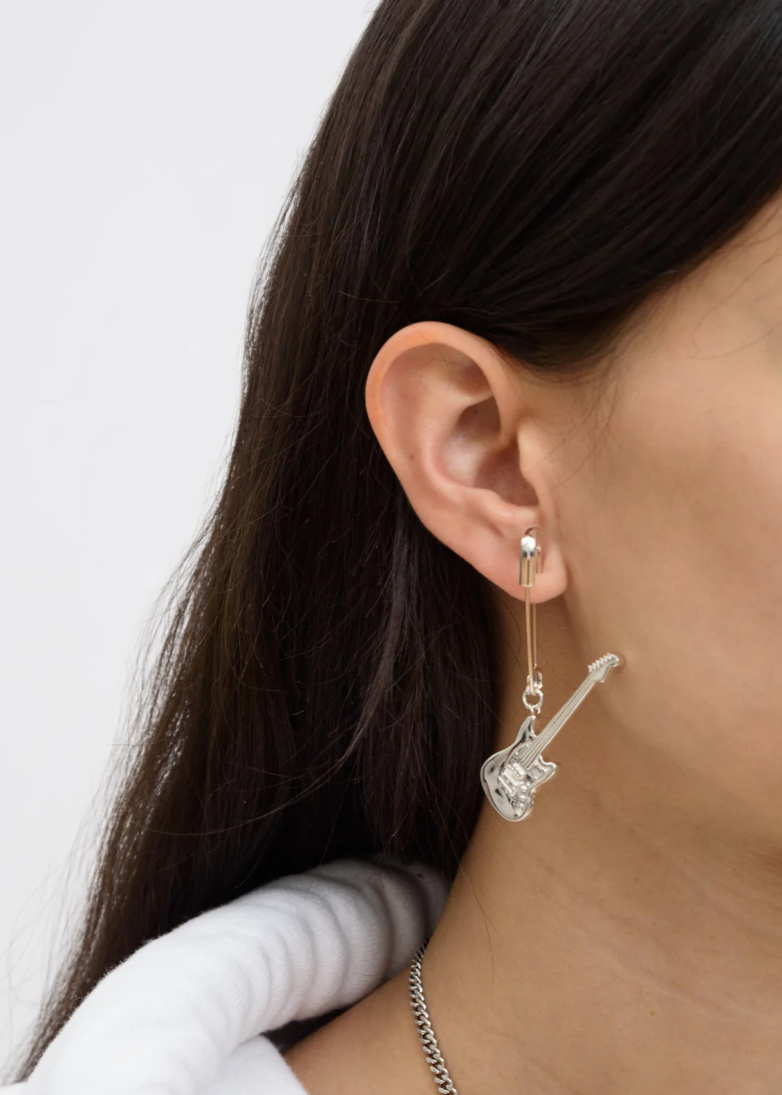 Silver Guitar Charm Earring - Image 2