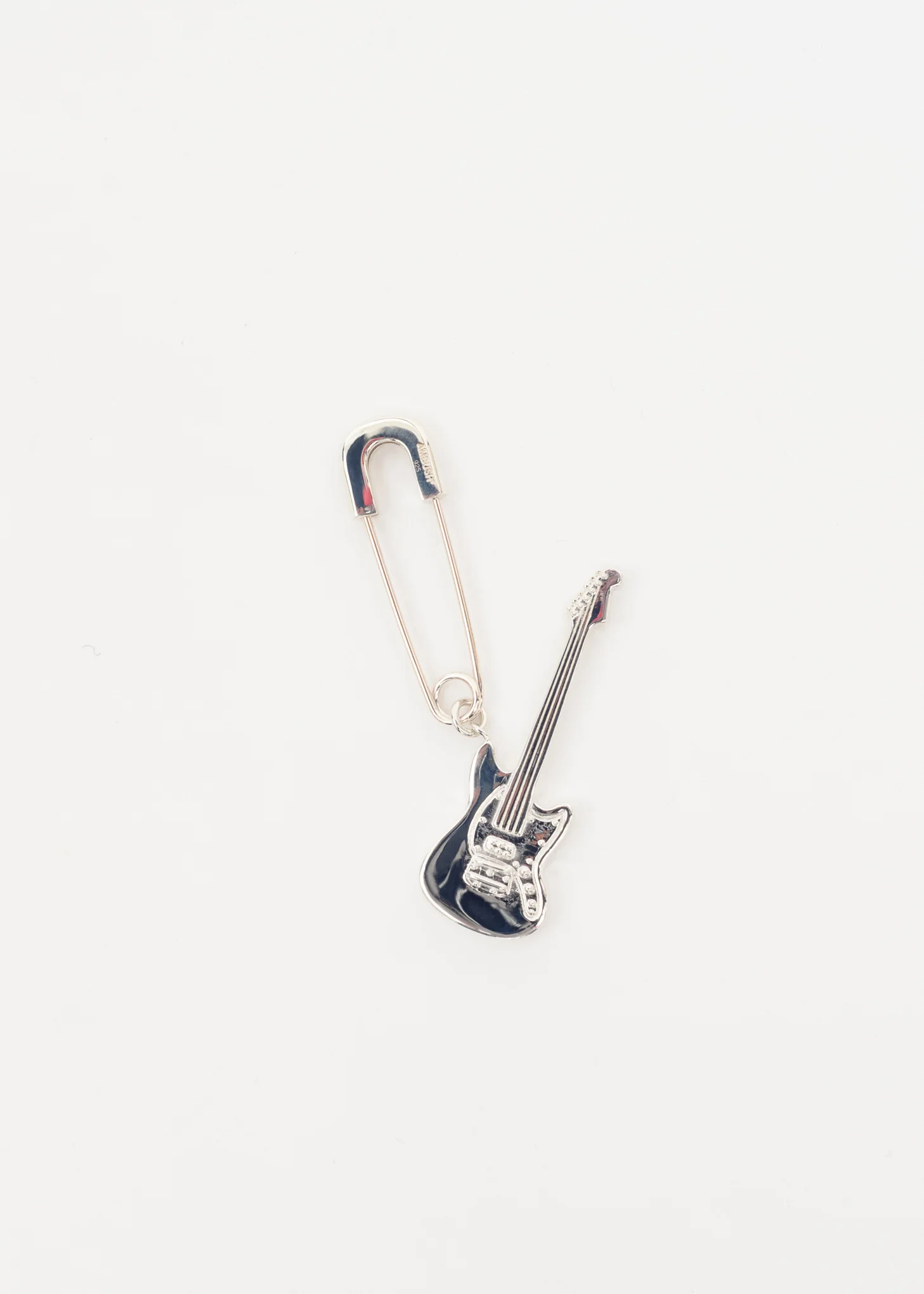 Silver Guitar Charm Earring