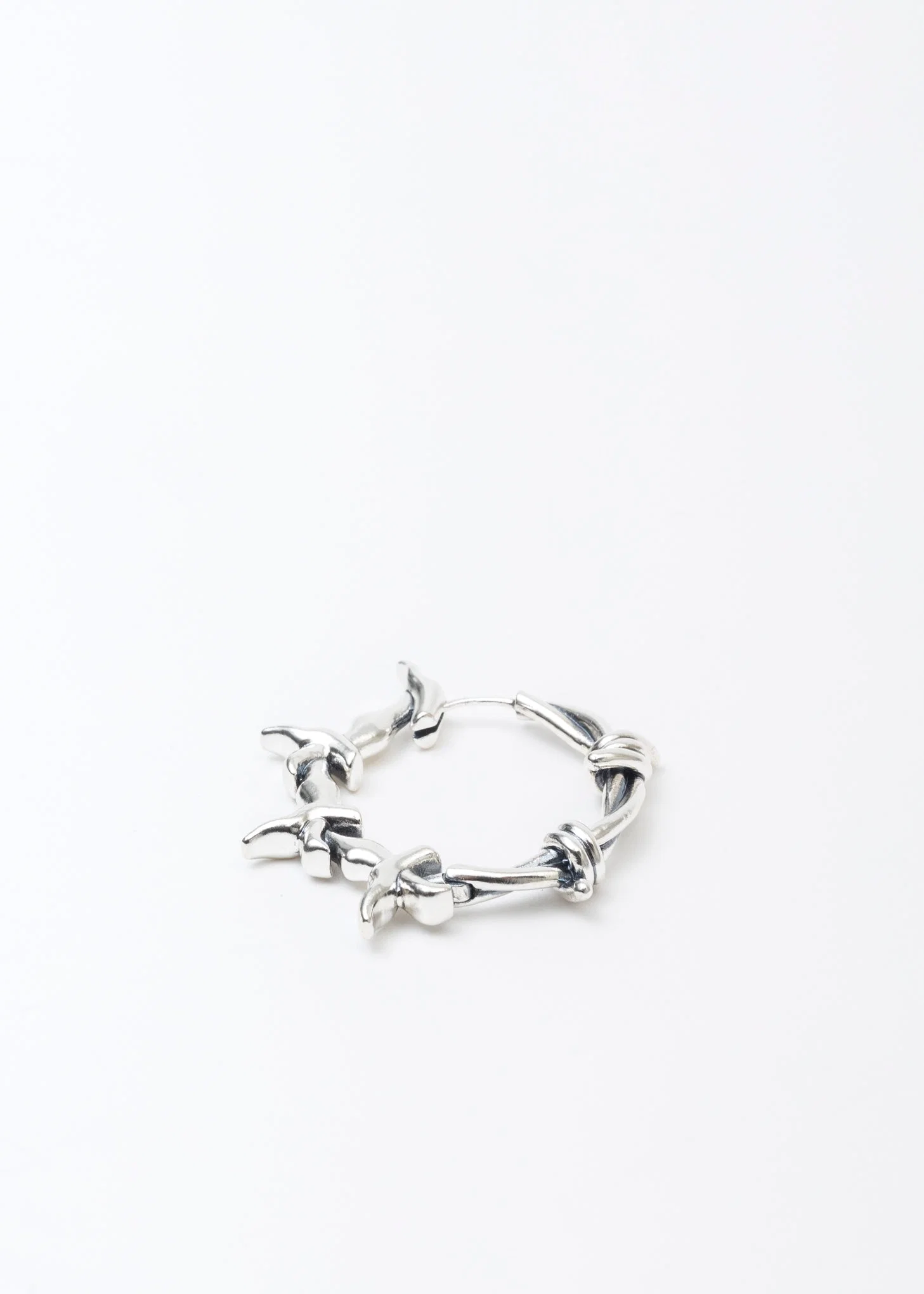 SILVER HALF THORN EARRING - Image 4