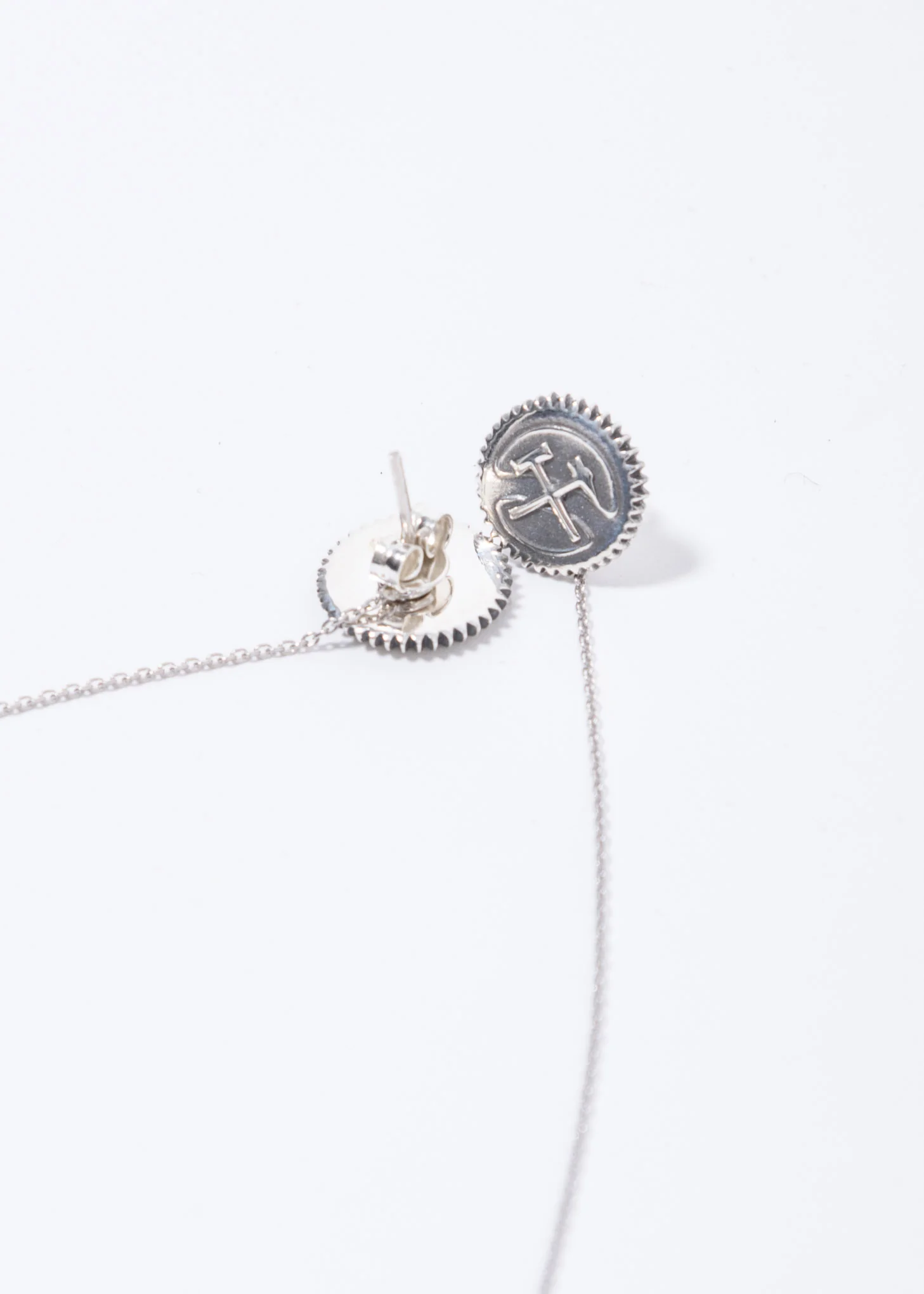Silver Hammer Earrings w/ Chain - Image 3