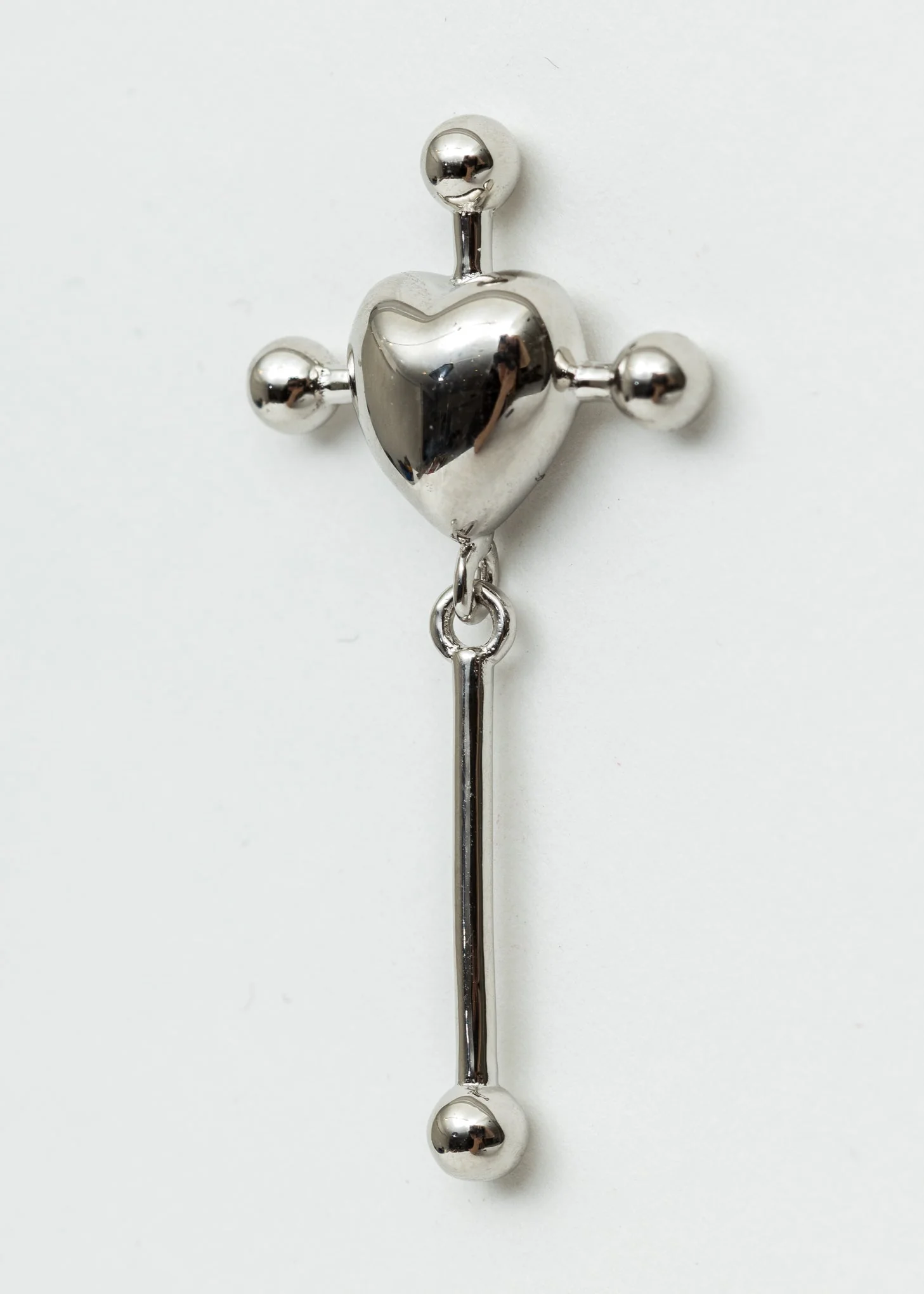 Silver Heart Cross Earring - Single - Image 4