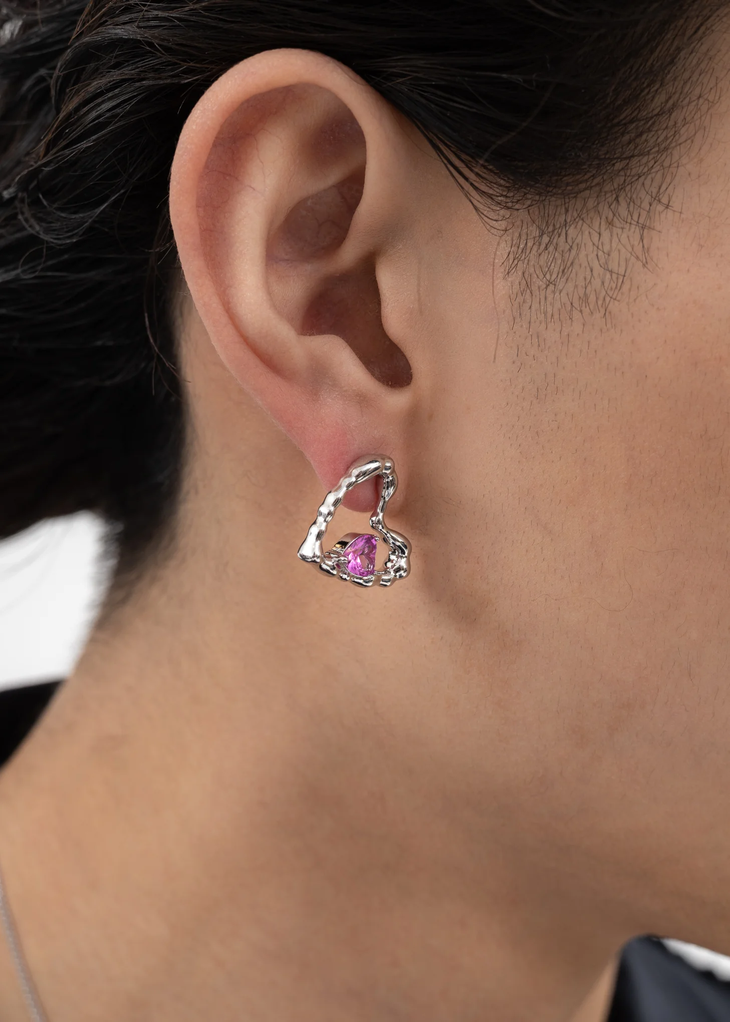 Silver Heartbeat Earring - Single - Image 3