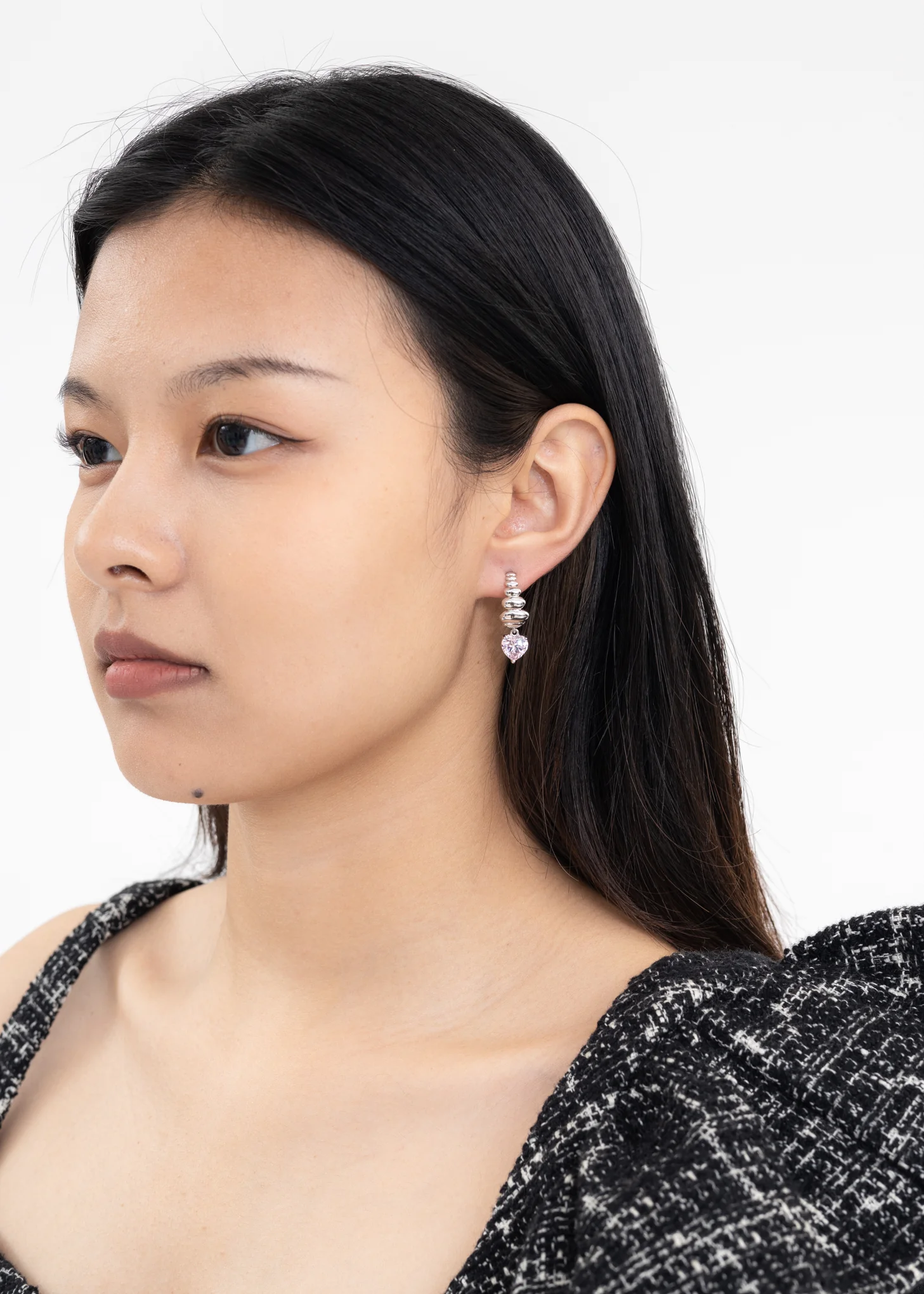 Silver Heartbeat Earring  - Single - Image 3