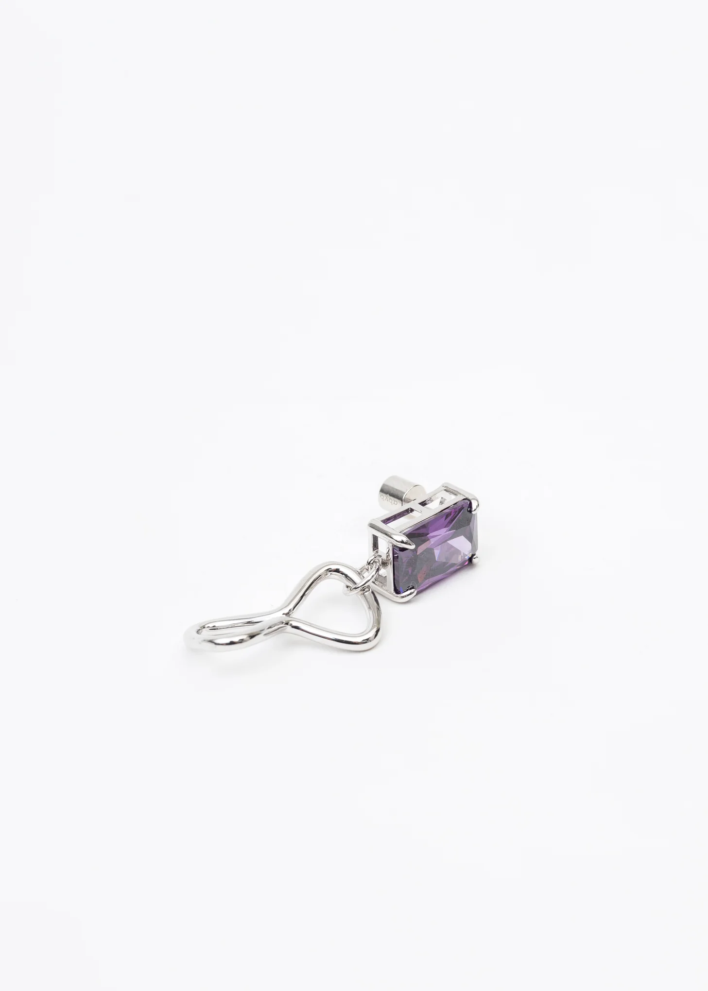 Silver Infinity And Purple Stone Earring - Single - Image 5