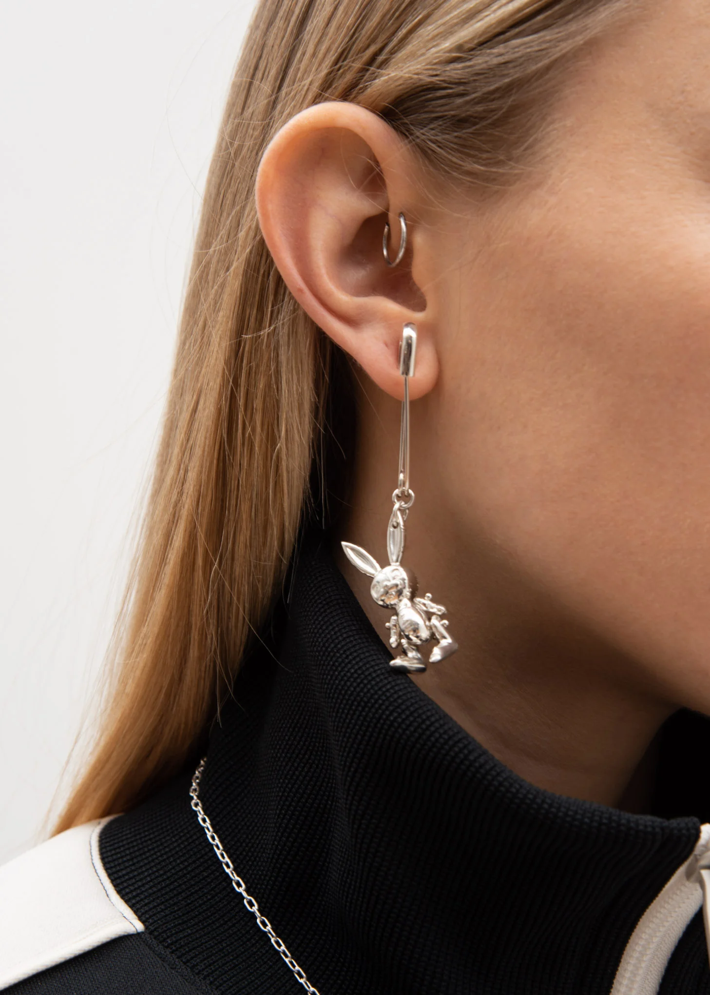 Silver Inflatable Bunny Earring - Image 2