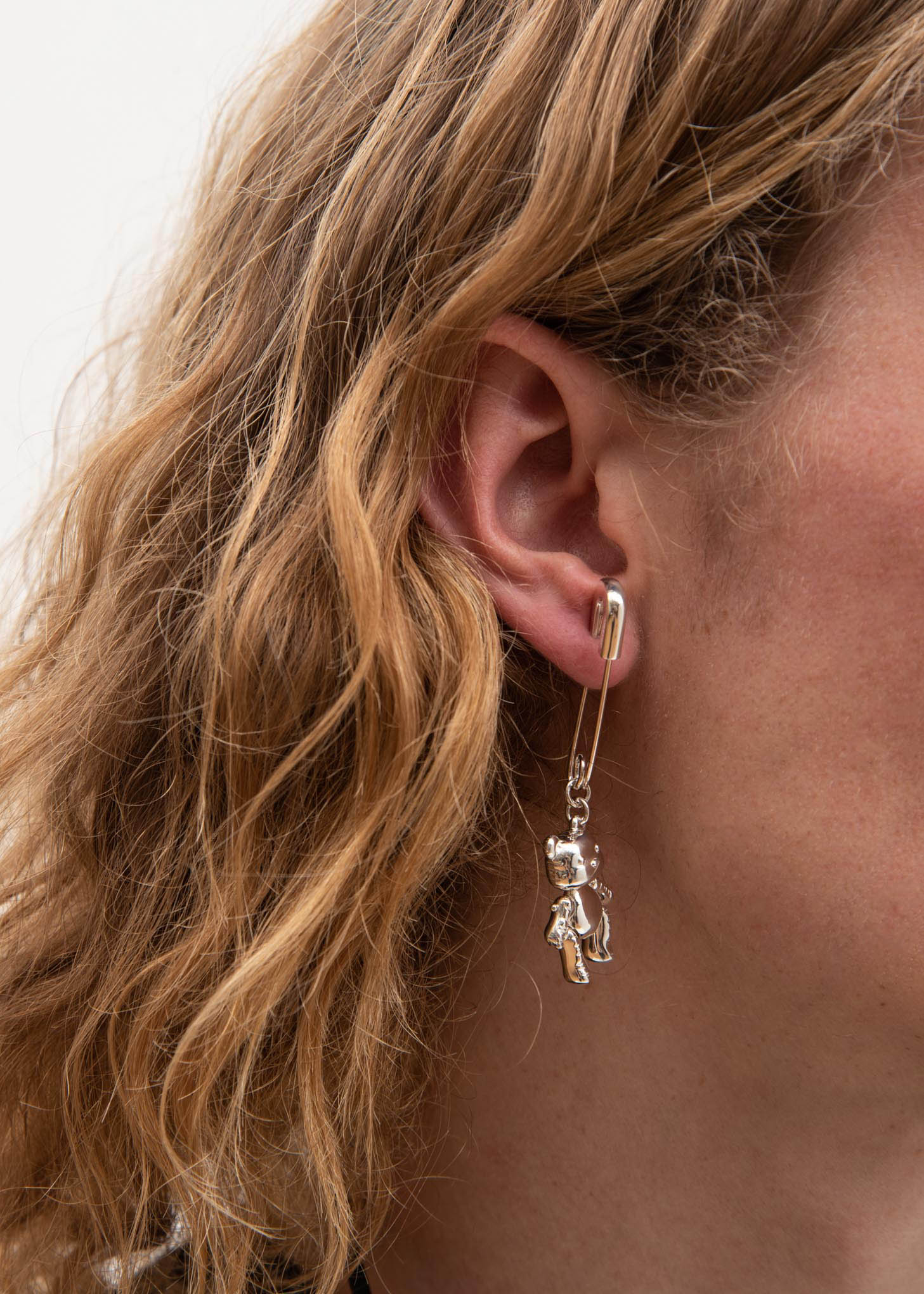 Silver Inflatable Teddy Bear Earring - Image 2
