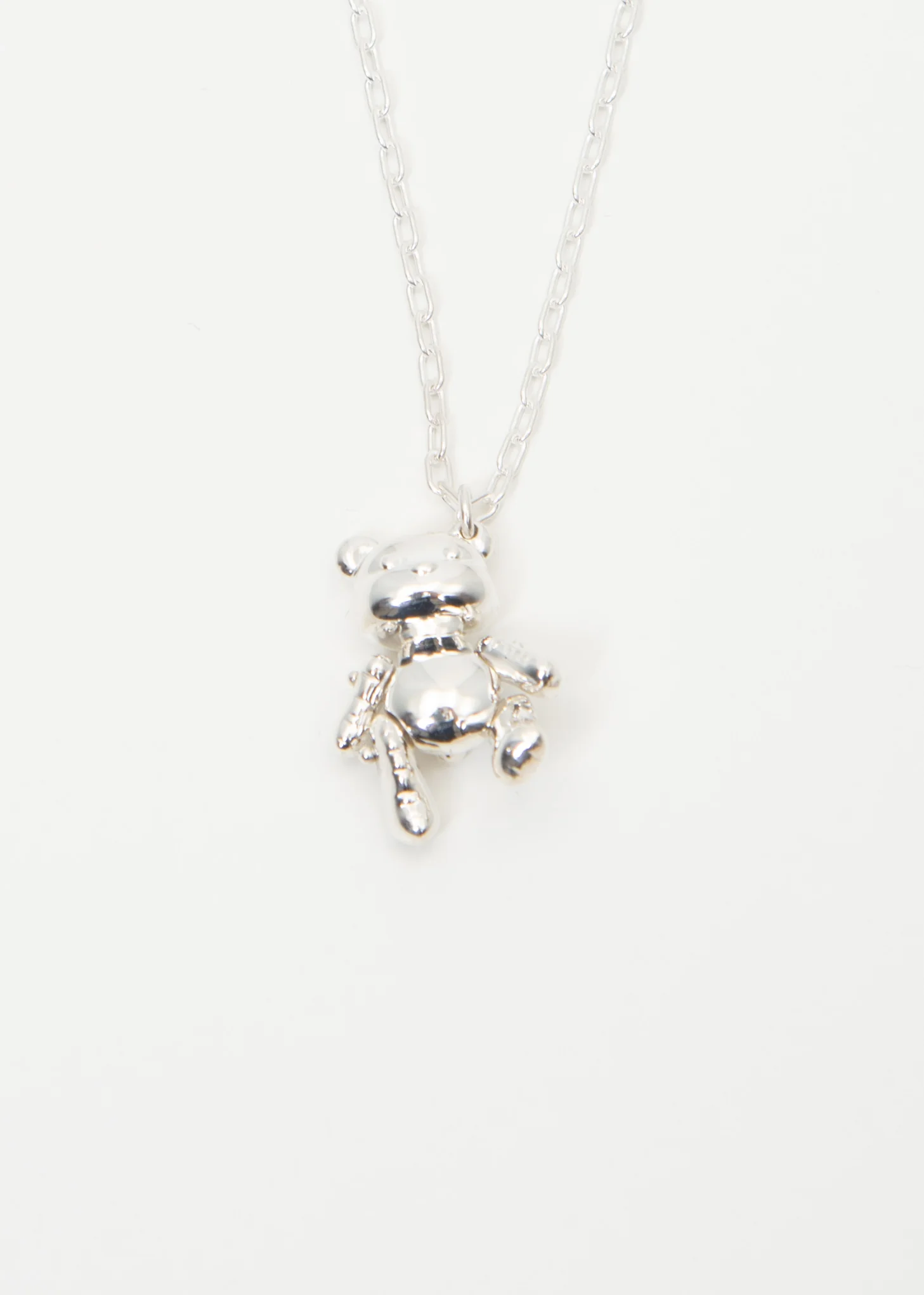Silver Inflatable Teddy Bear Necklace