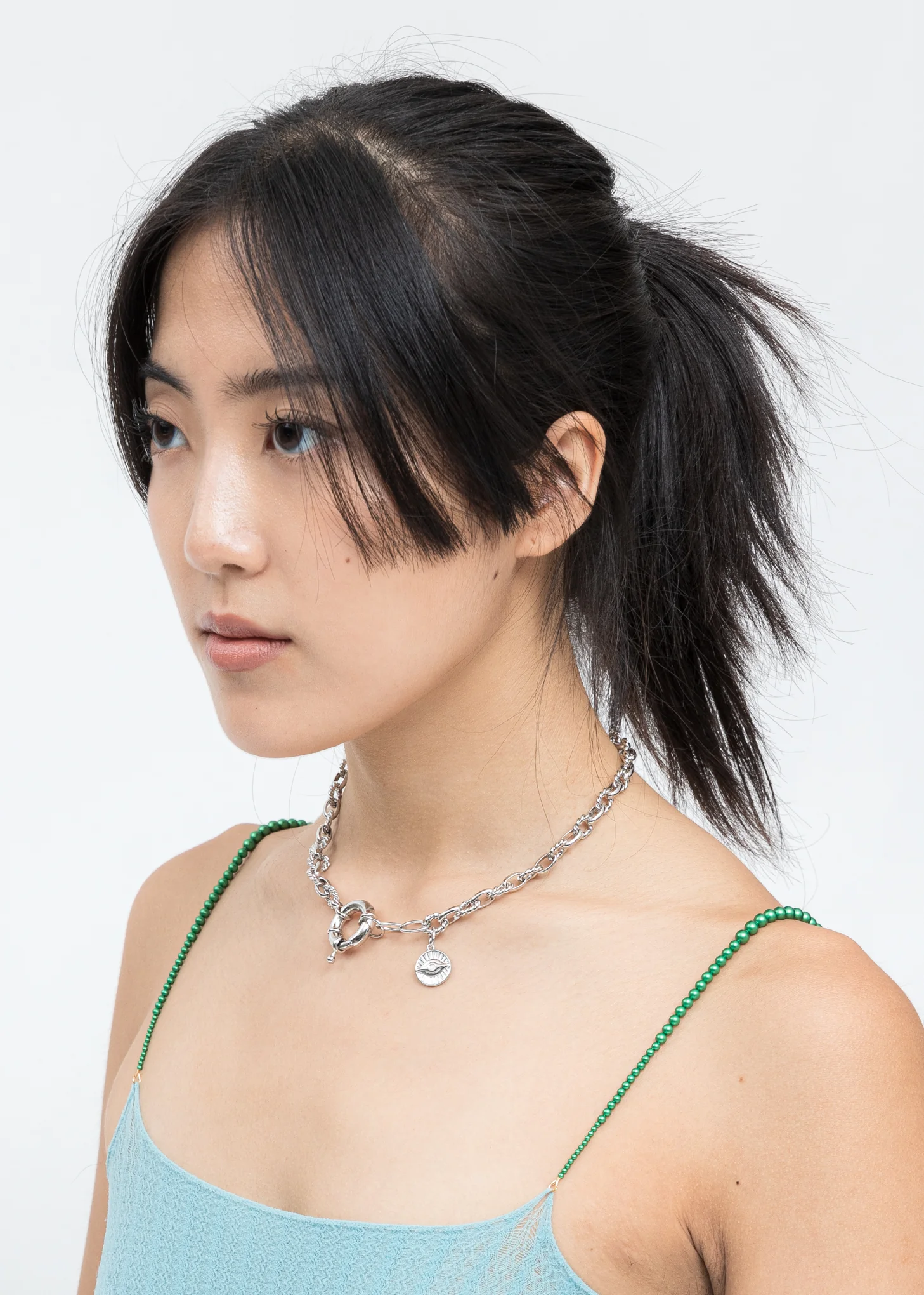 Silver Lace Lock Necklace With Coin - Image 2