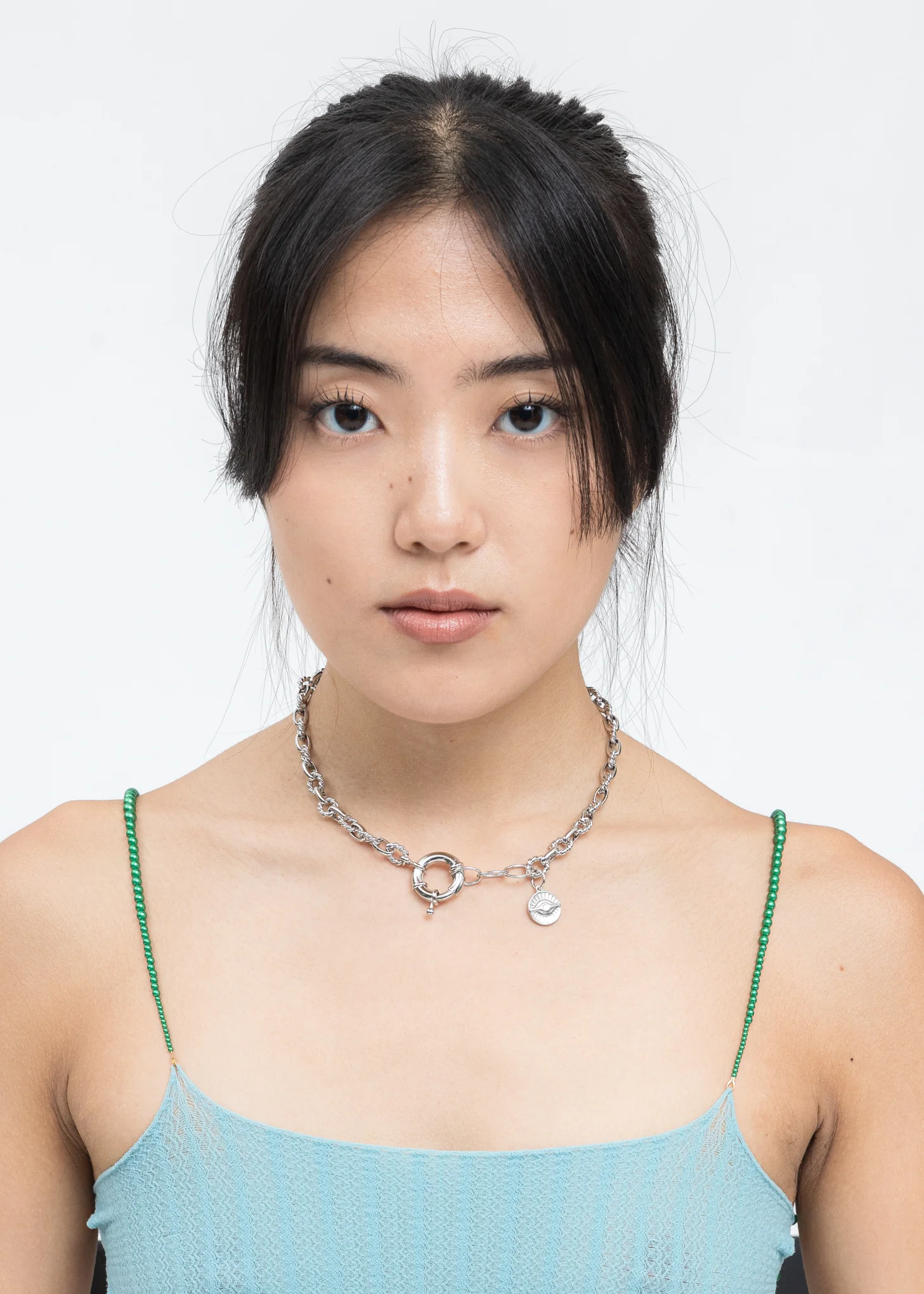 Silver Lace Lock Necklace With Coin - Image 4