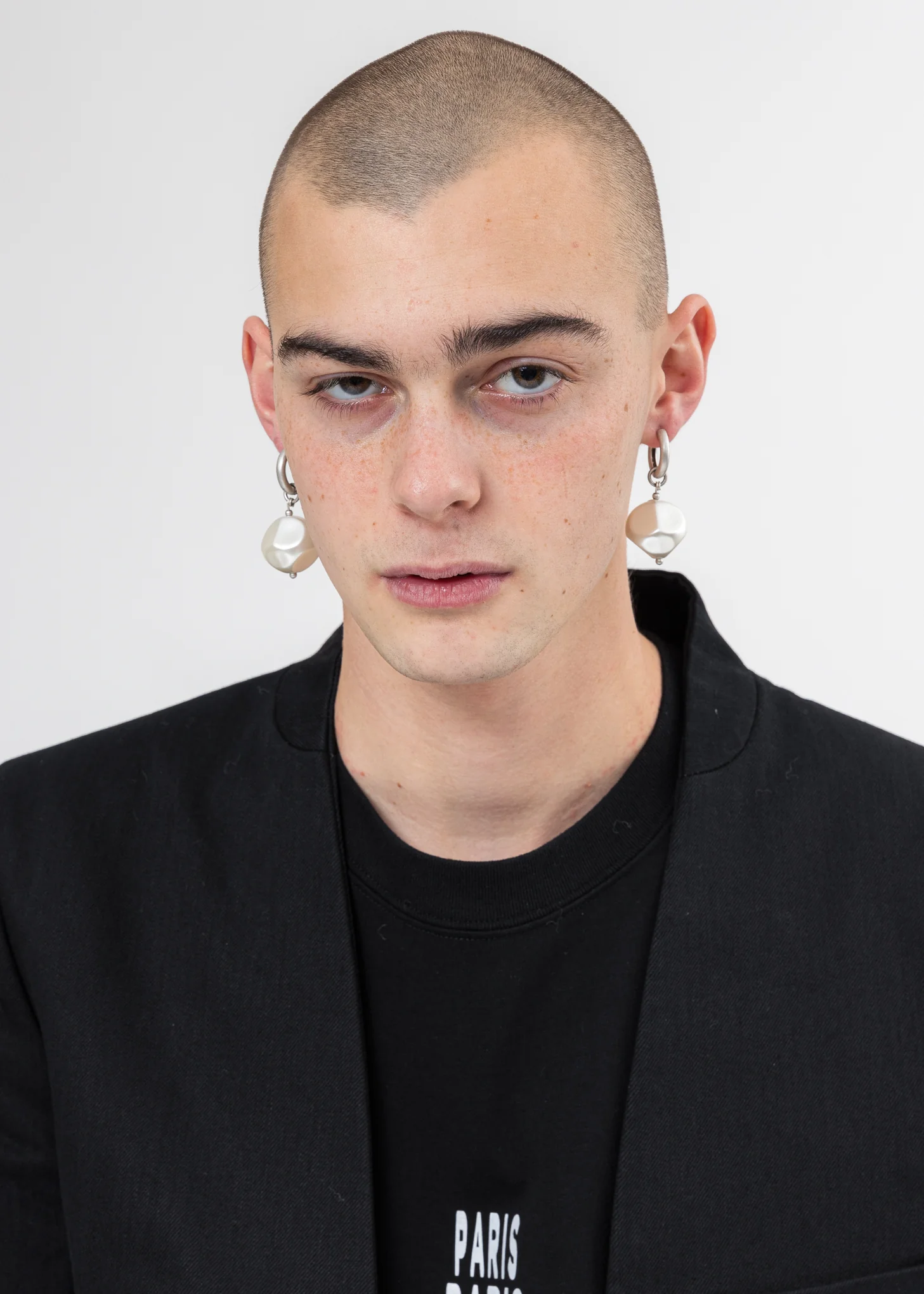 Silver Large Pearl Hoop Earring - Image 3