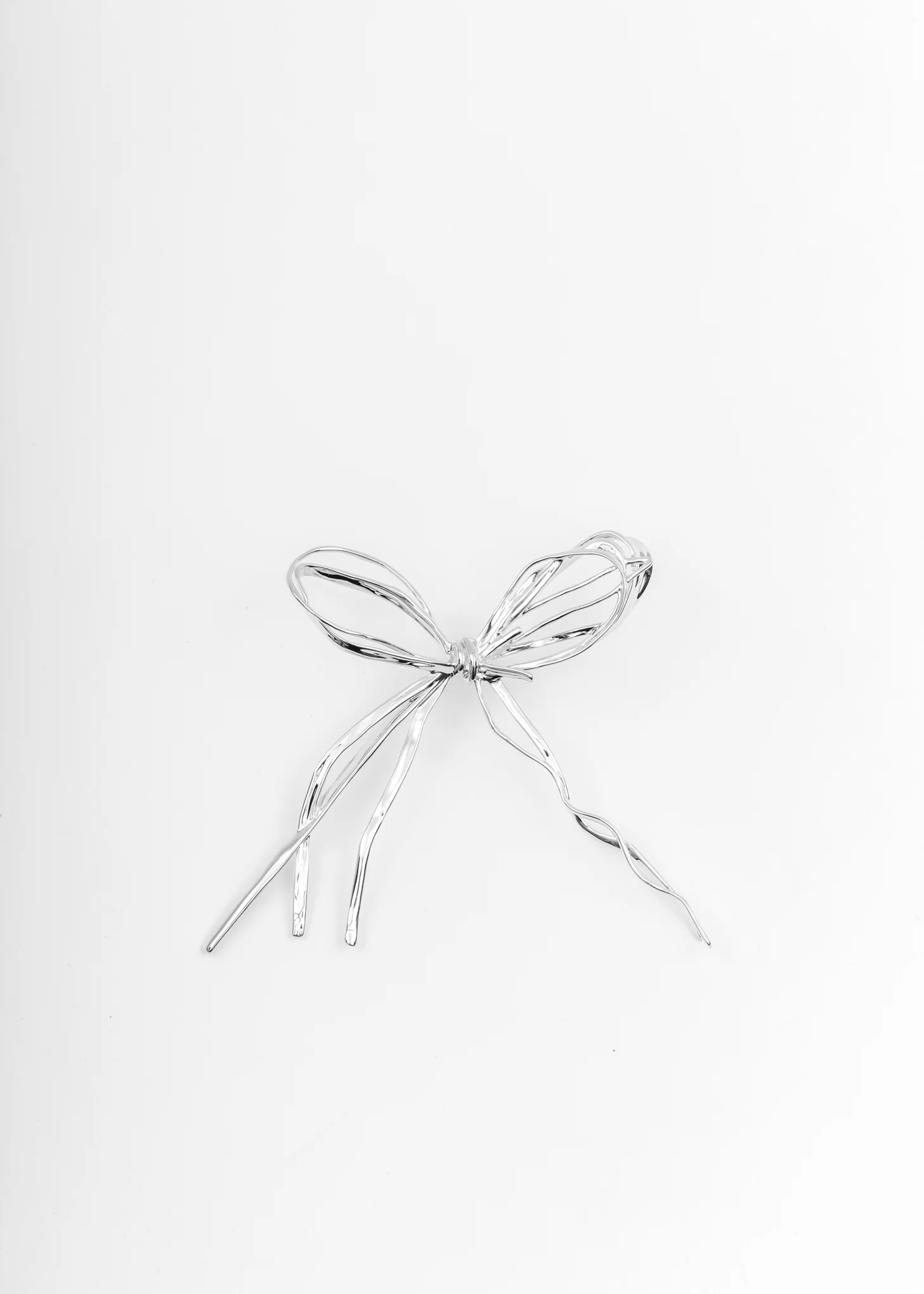 Silver Large Straw Bow Earring