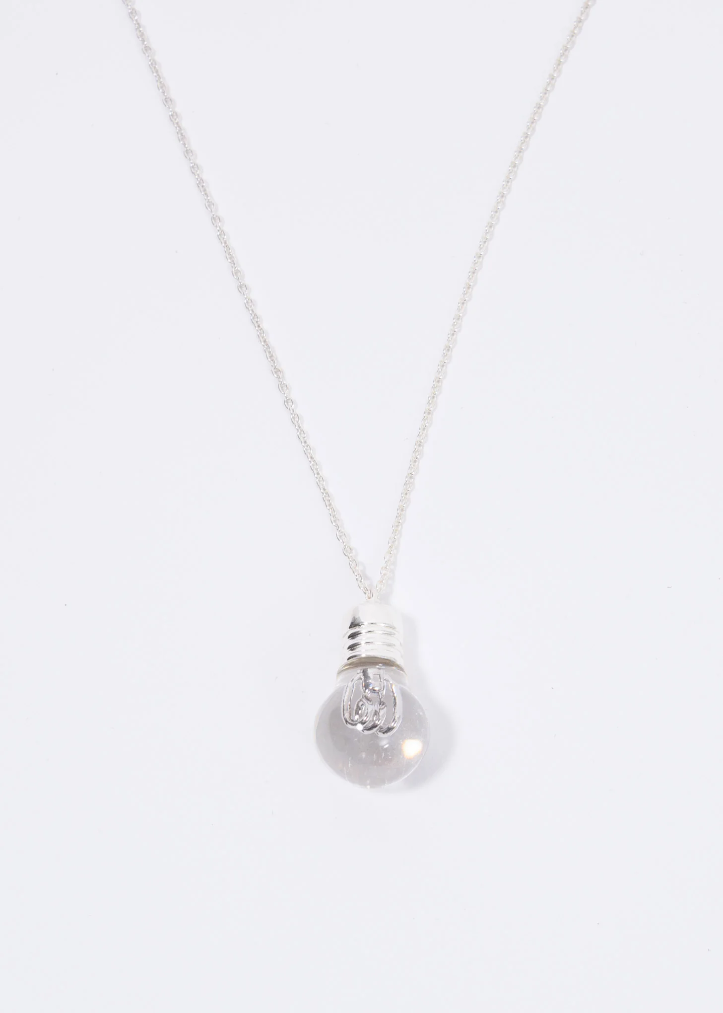 Silver Lightbulb Charm Necklace