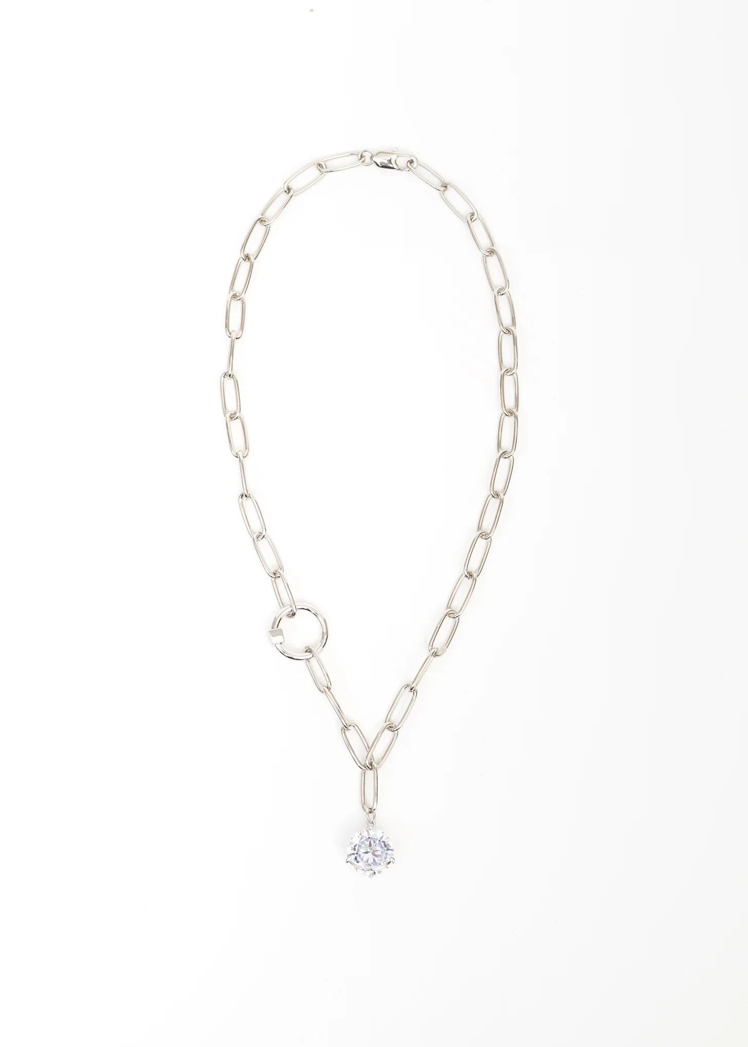 Silver Lock And Rhinestone Necklace - Image 4