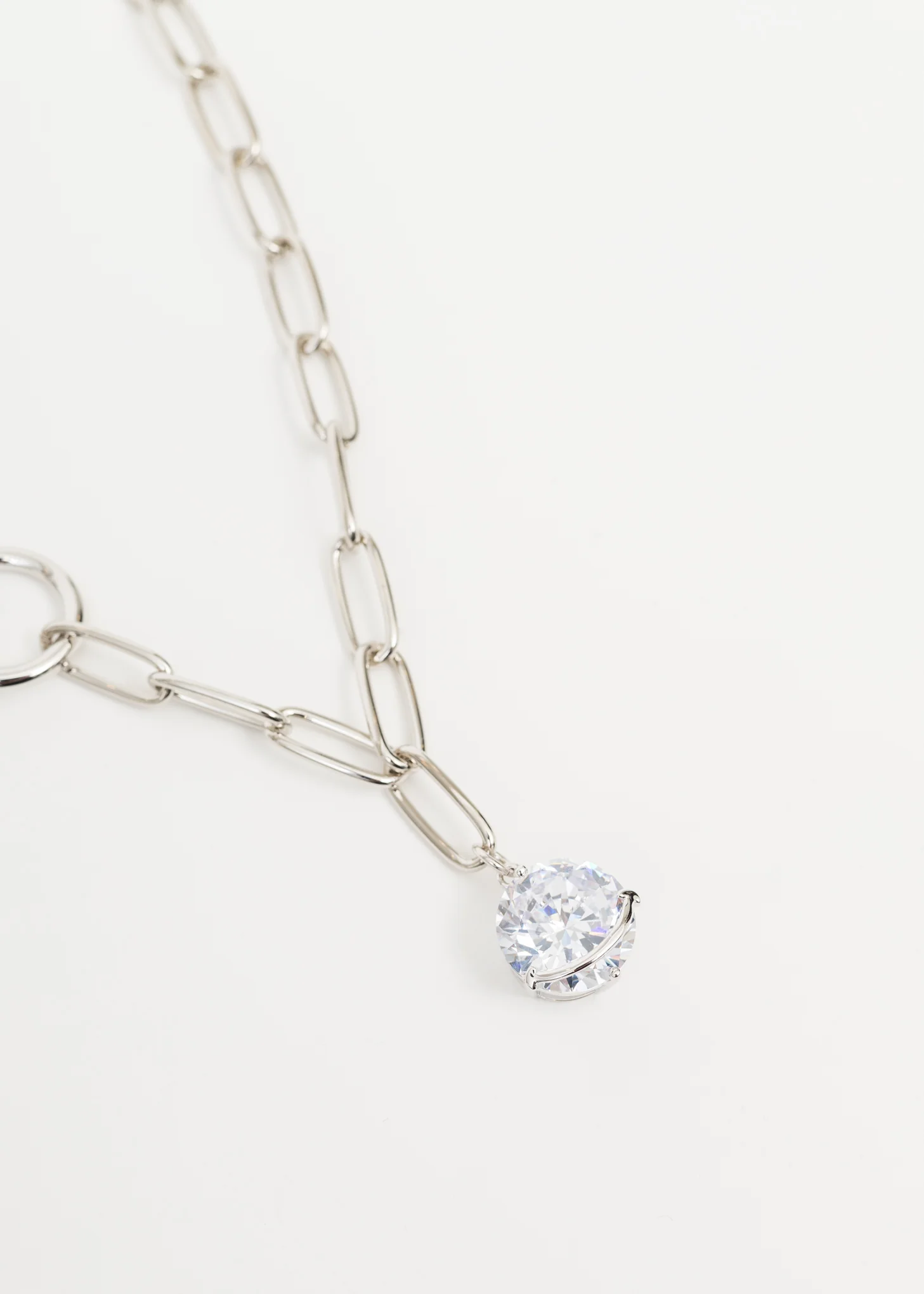 Silver Lock And Rhinestone Necklace