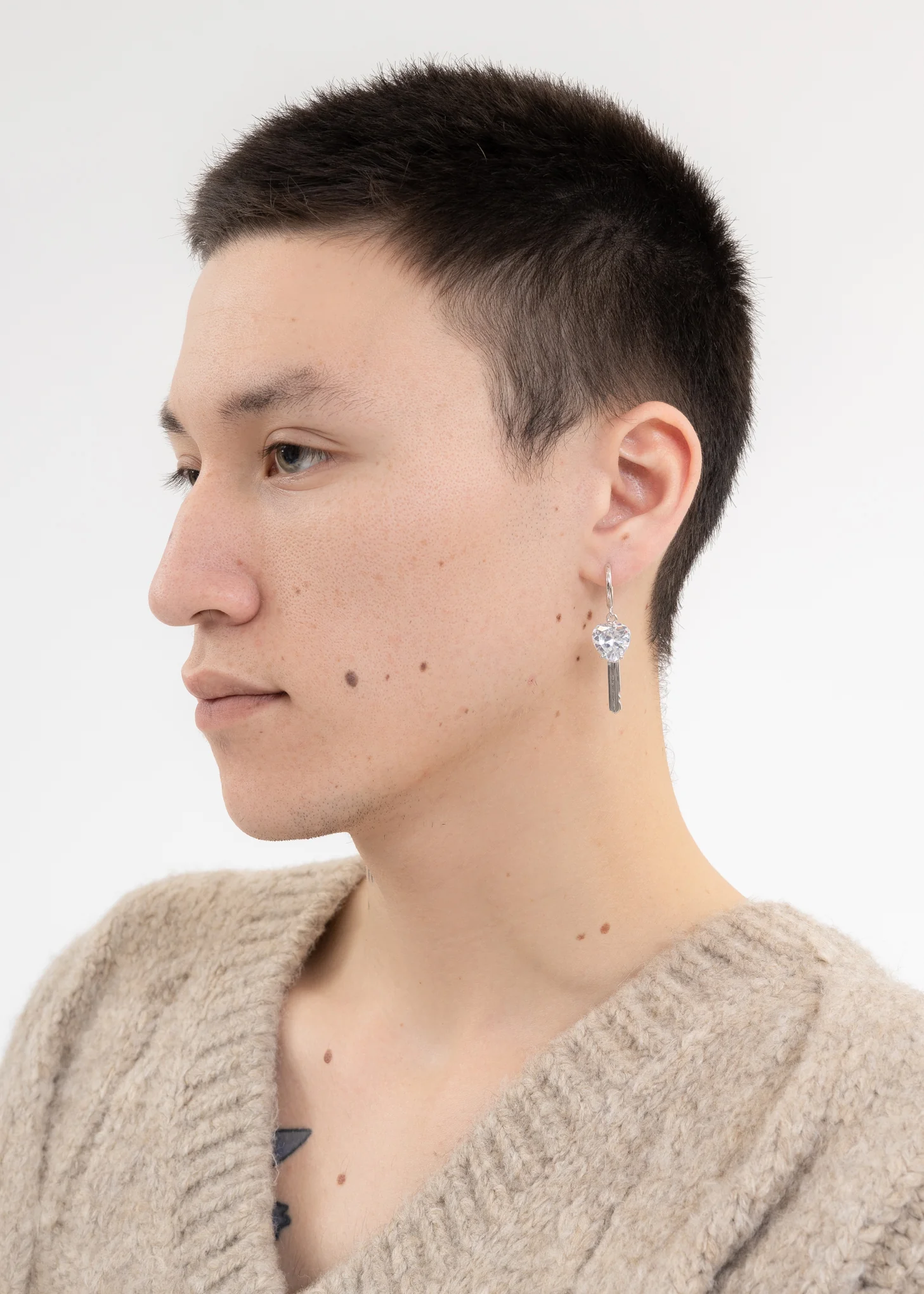 Silver Lucky Key Earring  - Single - Image 3
