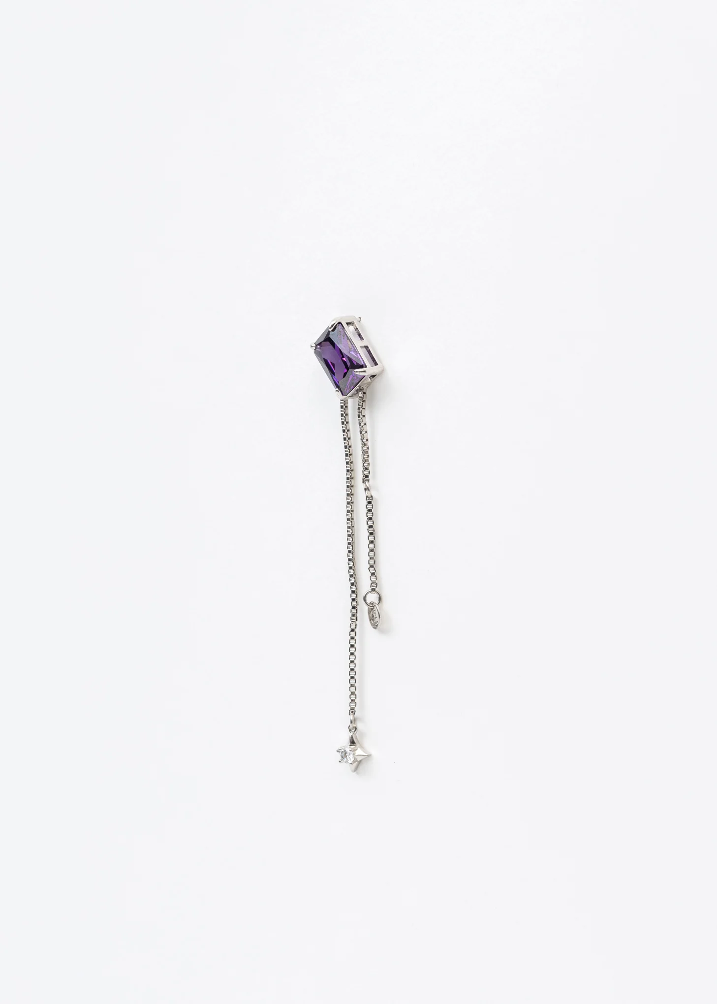 Silver Magic Chains And Purple Stone Earring - Single - Image 4
