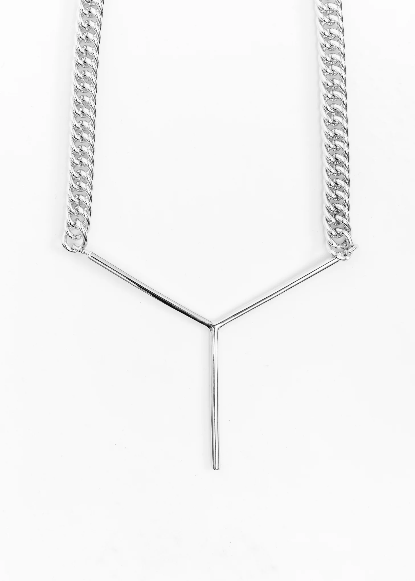 Silver Maxi Y Necklace - Image 3