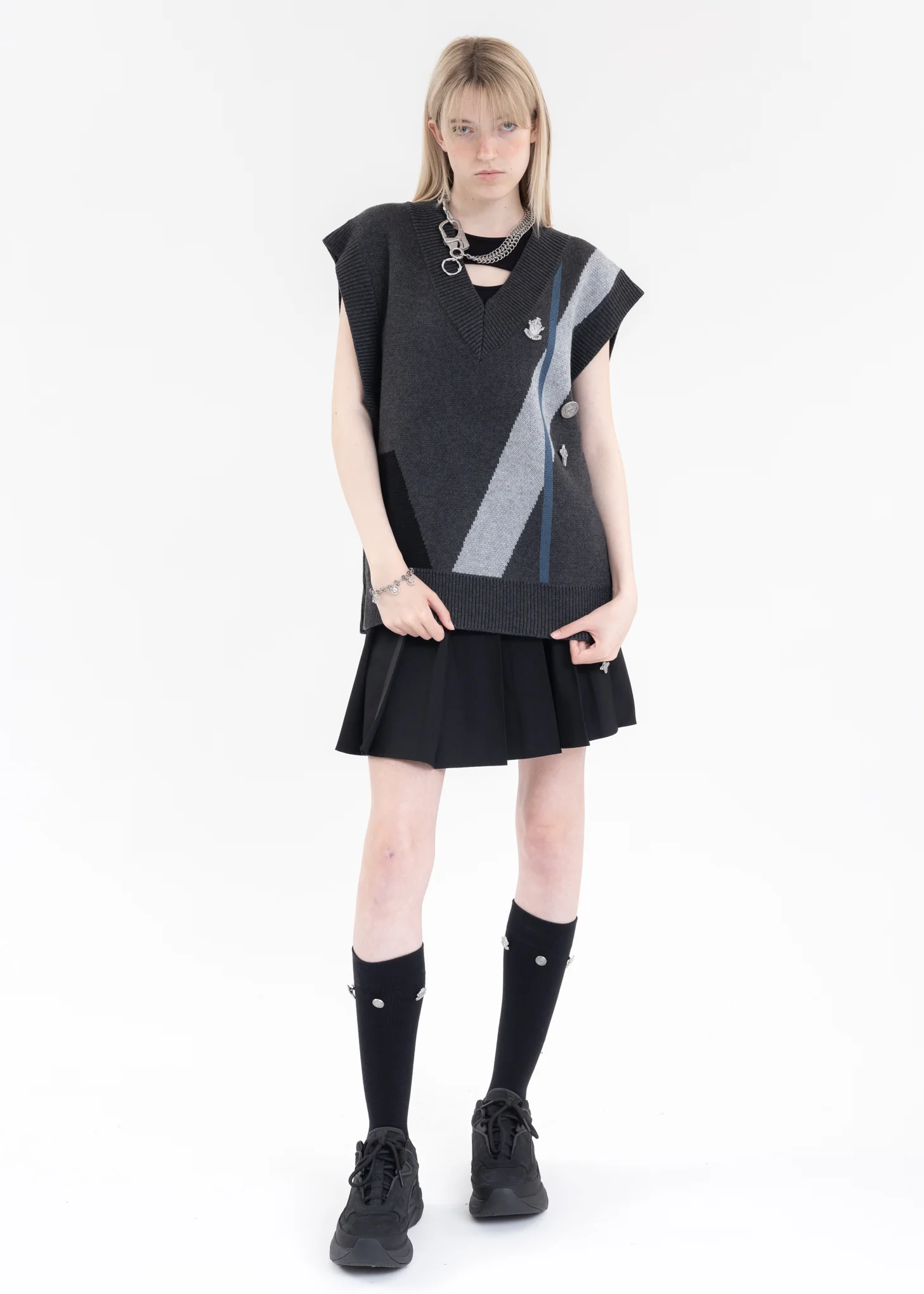 Silver Metal Stripe Pants Chain - Image 4