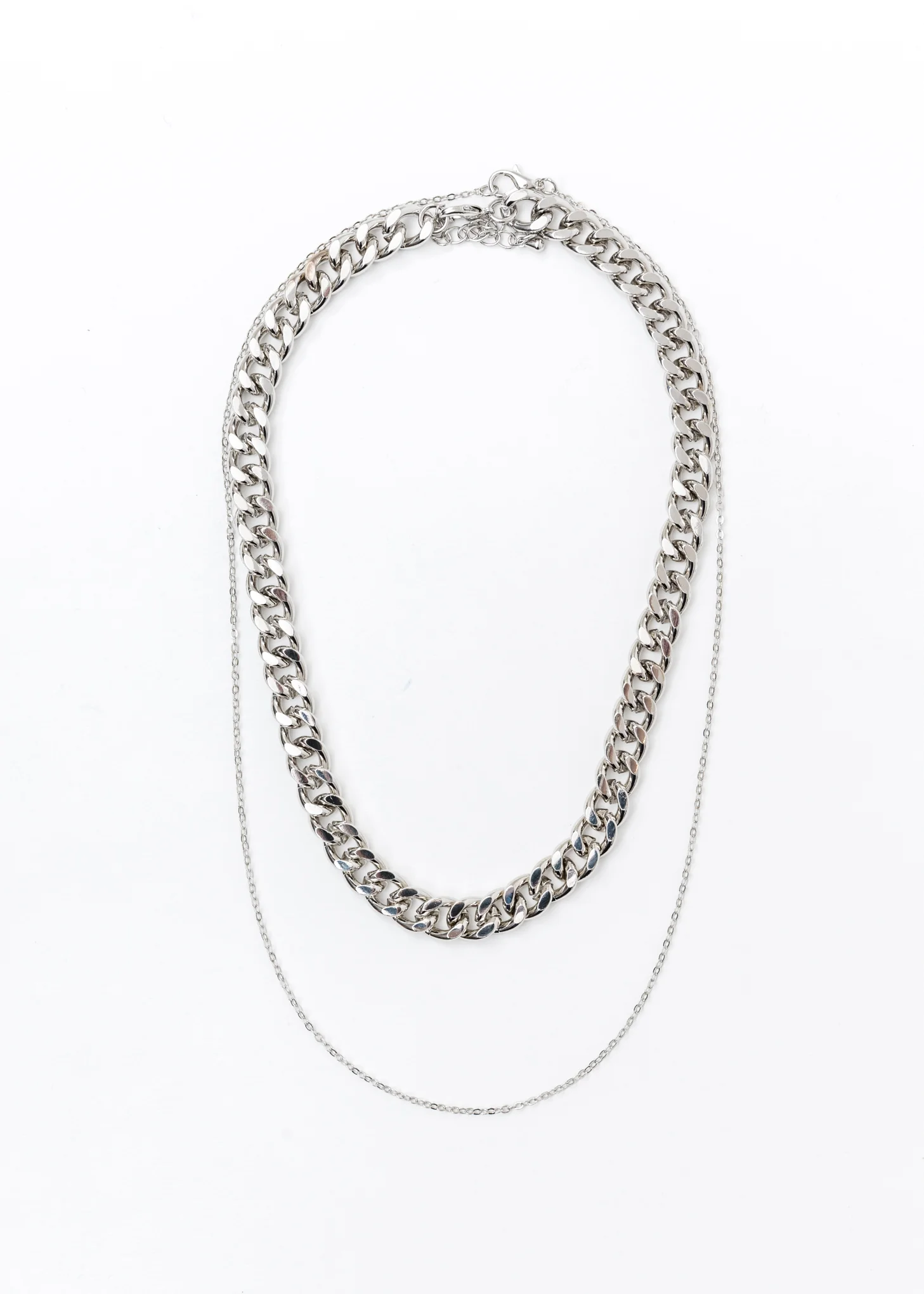 Silver Mix Chains Necklace