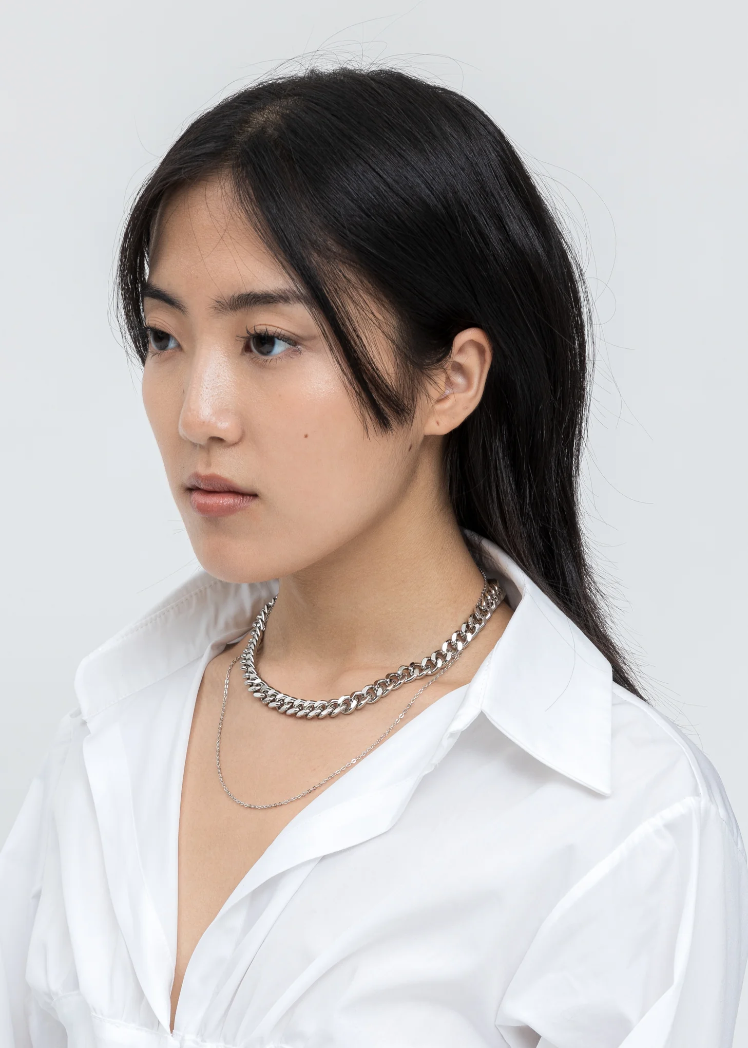 Silver Mix Chains Necklace - Image 2