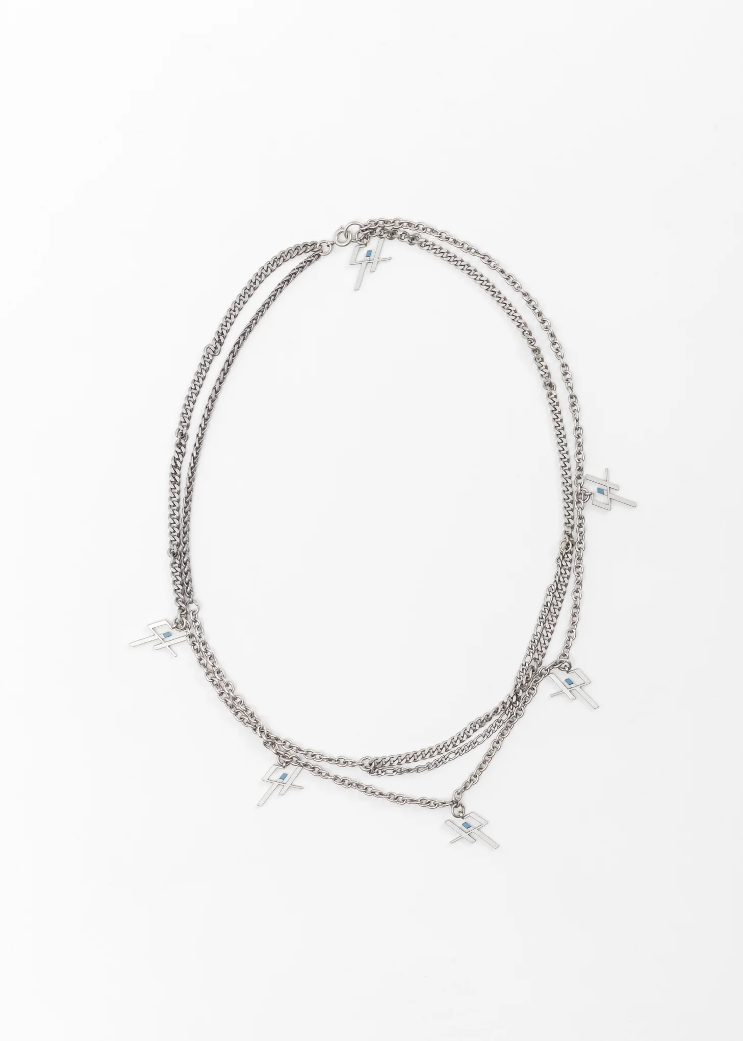 Silver Multi Chain Logo Necklace