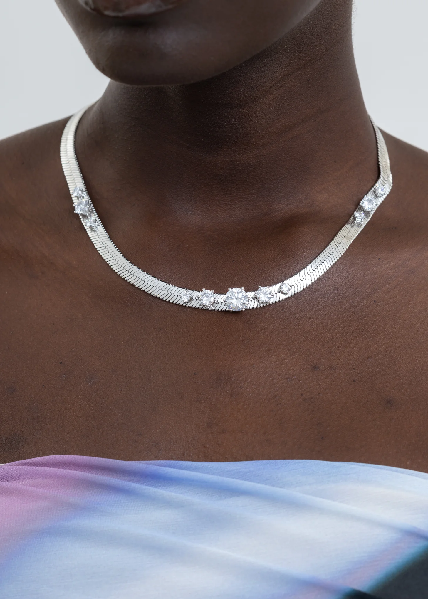 Silver Necklace With Diamonds - Image 3