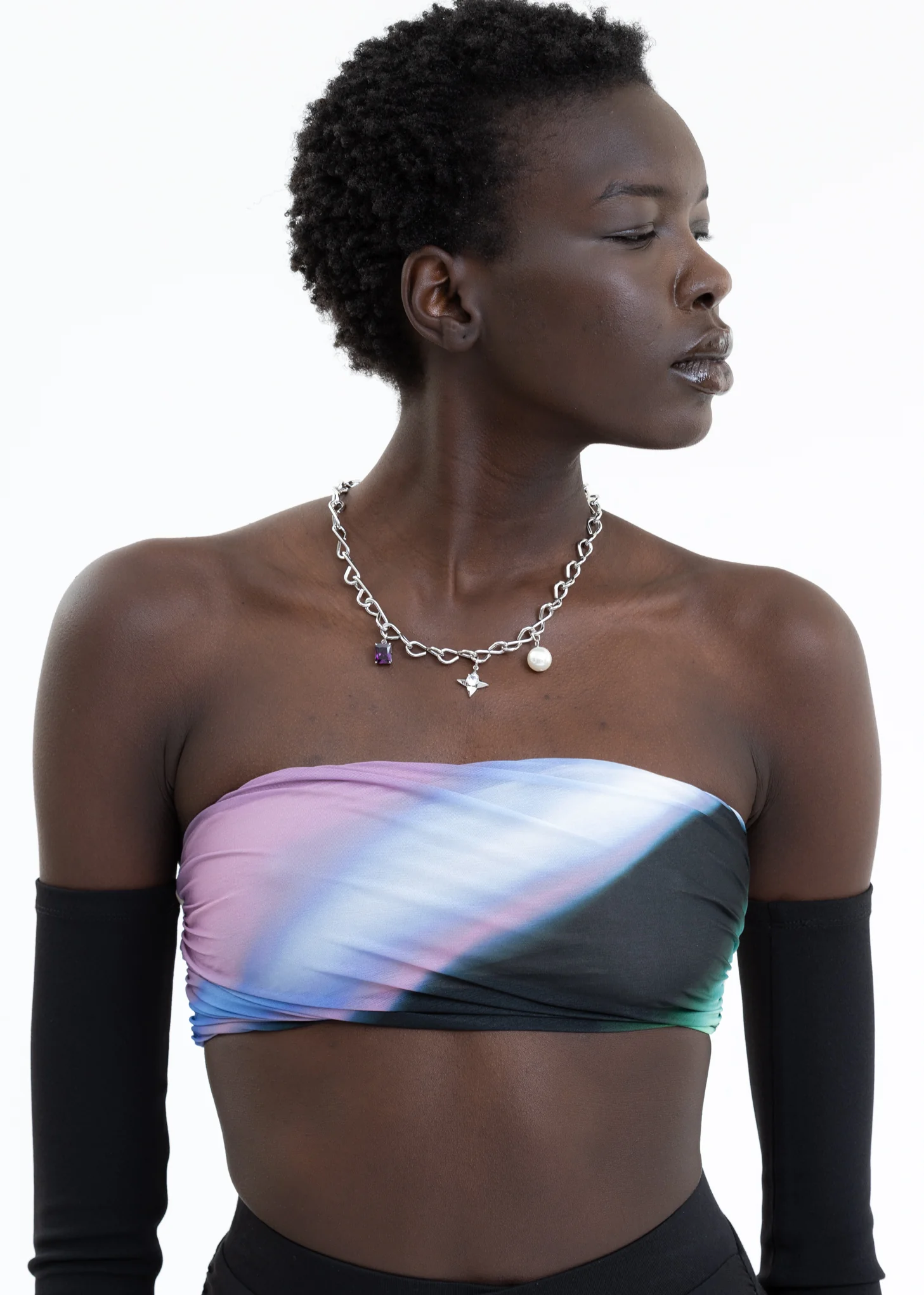 Silver Necklaces With Pearl, Star And Purple Stone - Image 2