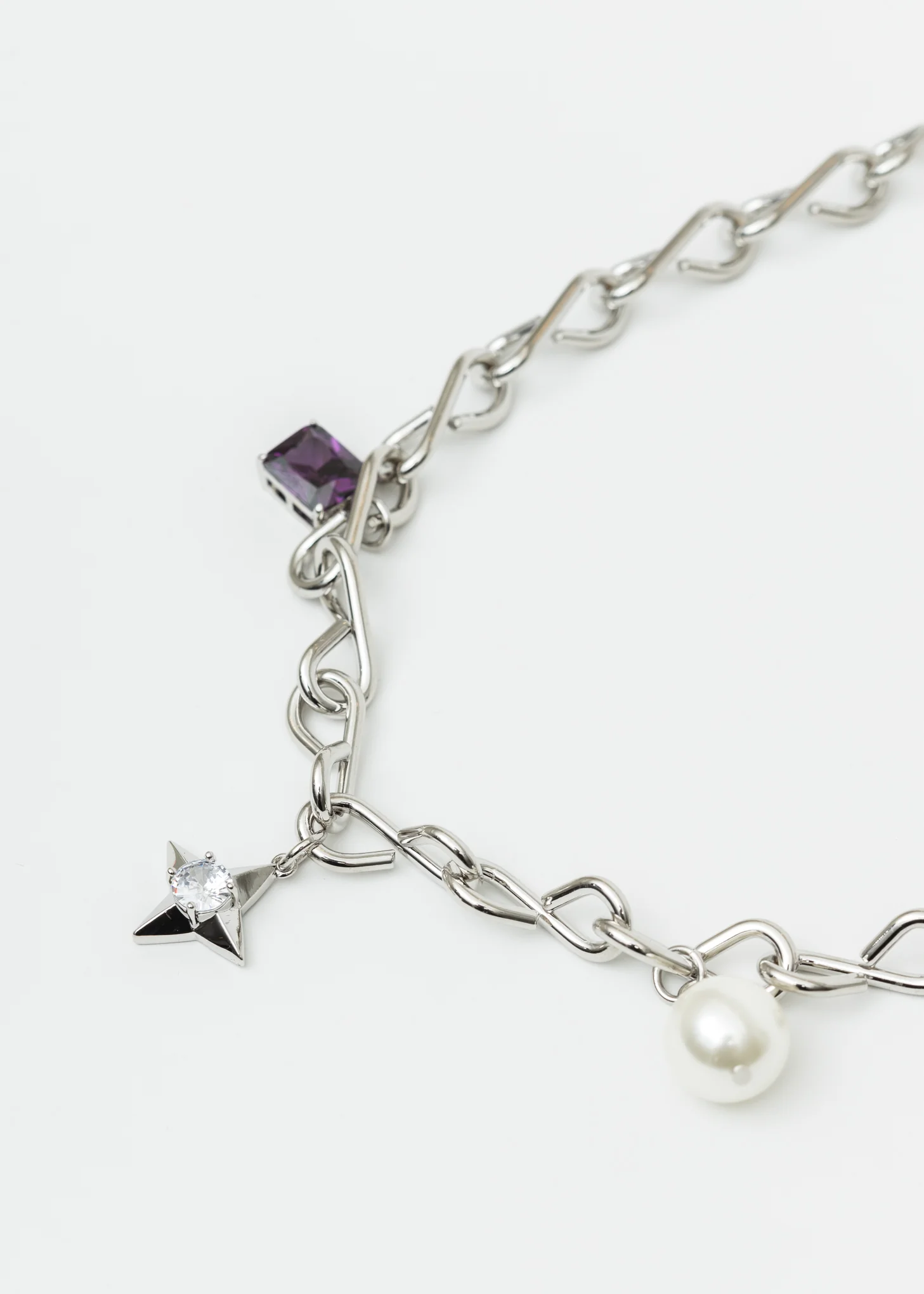 Silver Necklaces With Pearl, Star And Purple Stone - Image 4