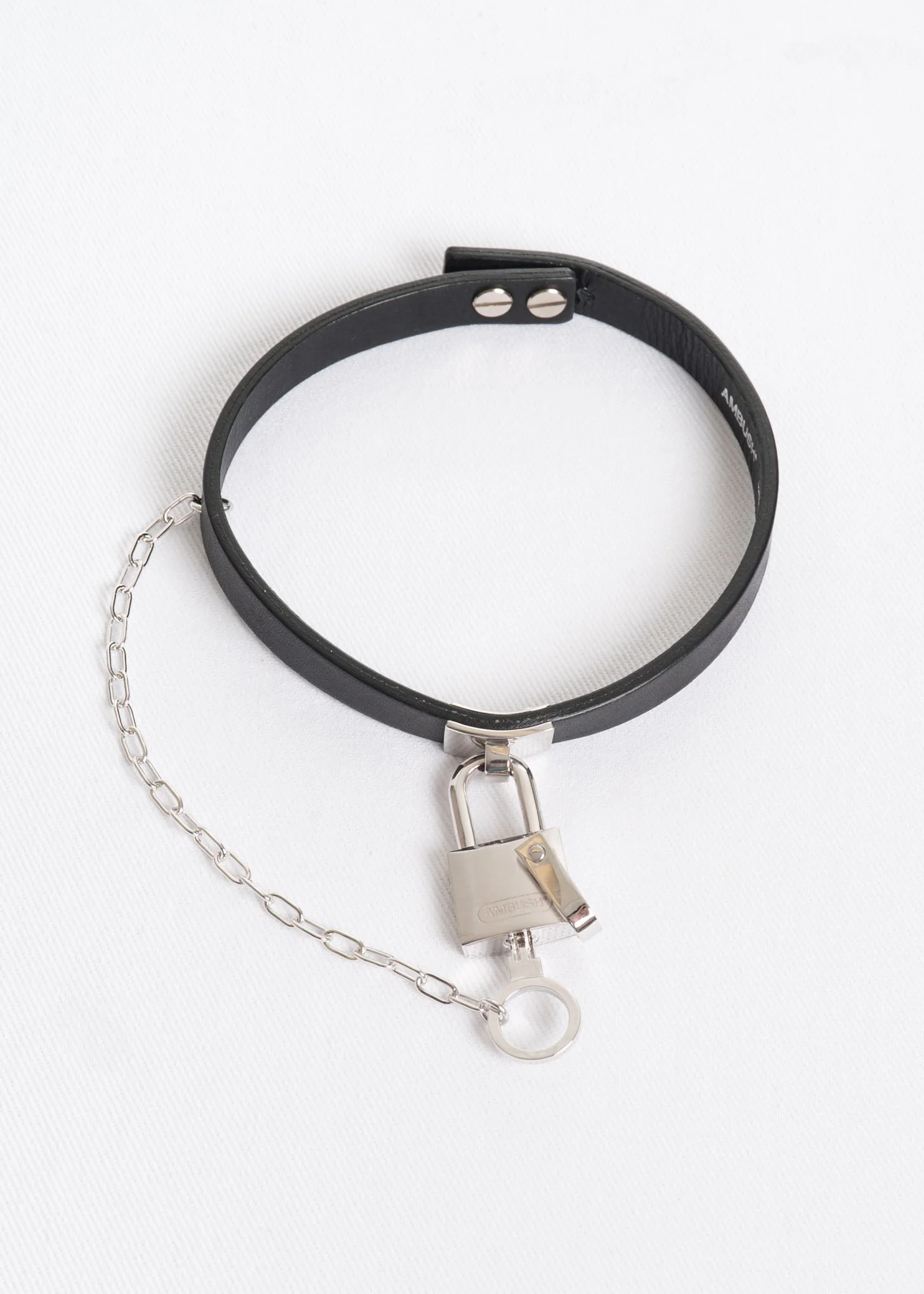 Silver Padlock 2 Leather Choker