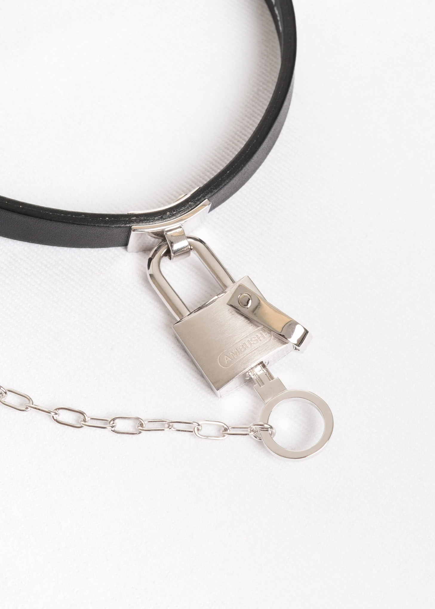 Silver Padlock 2 Leather Choker - Image 2