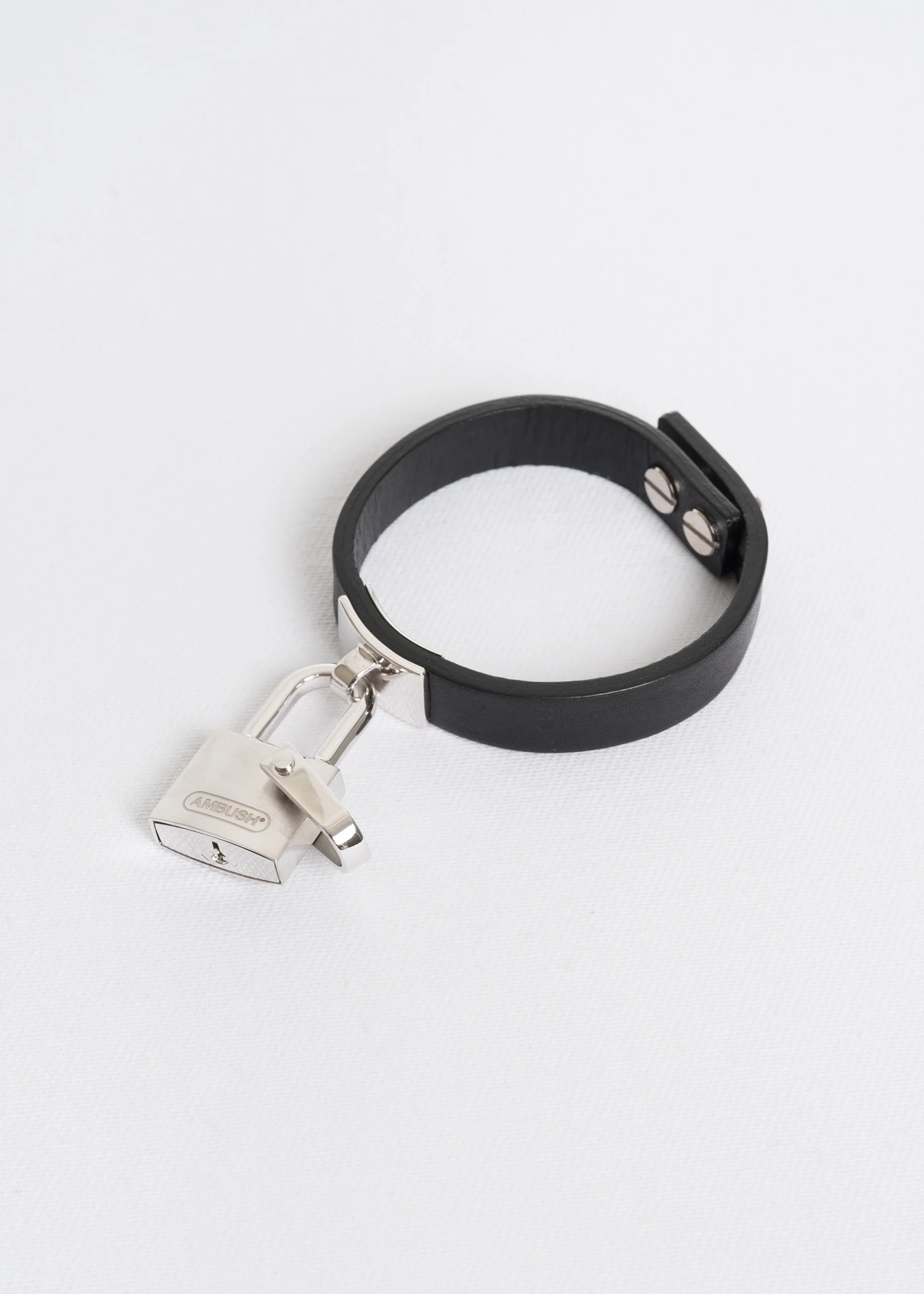Silver Padlock Leather Bracelet