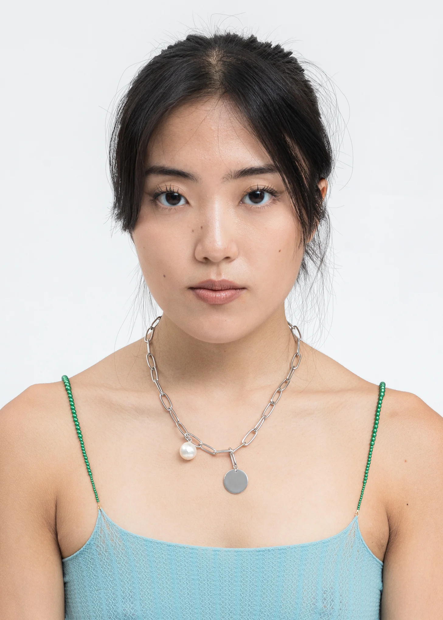Silver Pearl And Coin Necklace - Image 3