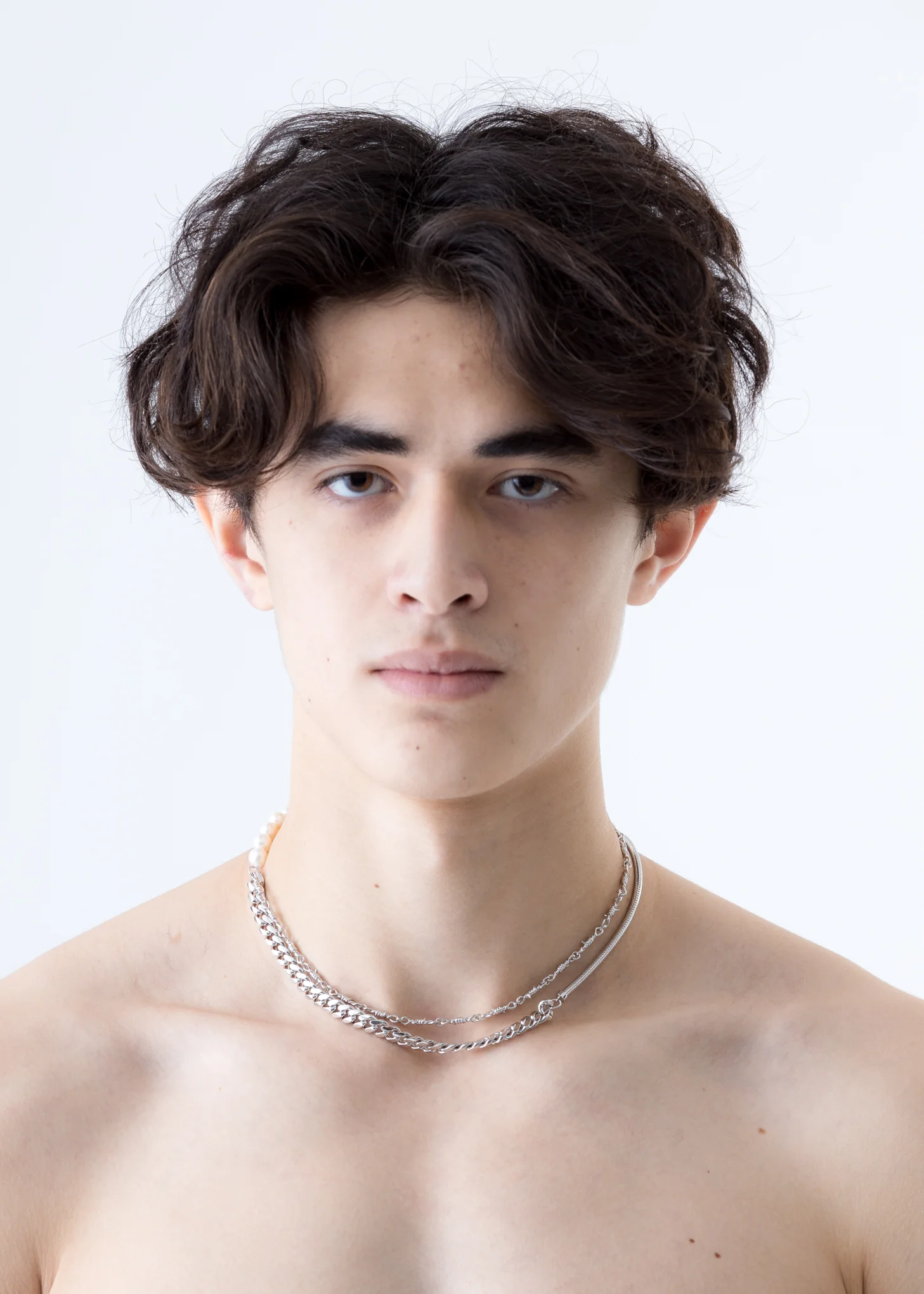 Silver Pearl and Mixed Chain Necklace - Image 2